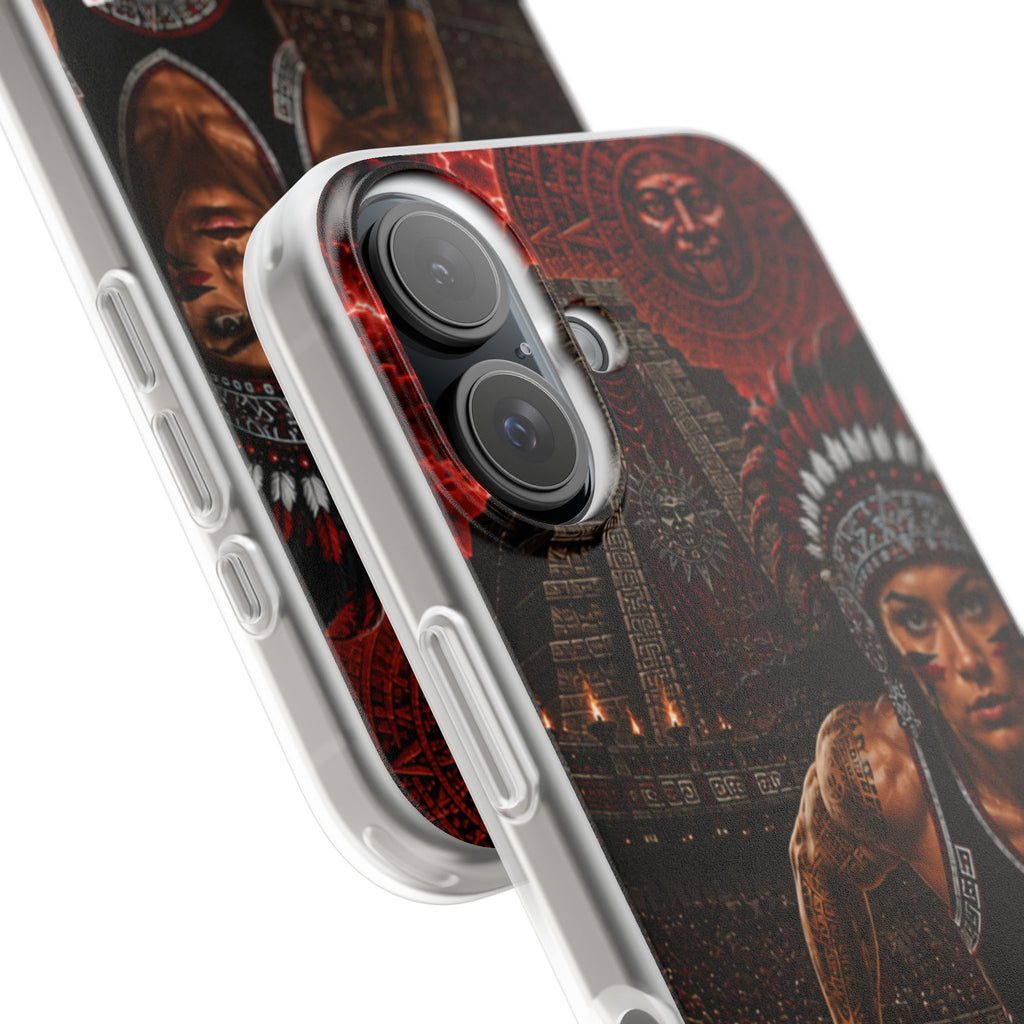 Aztec Track & Field Female Warrior – Flexi Phone Case (iPhone & Samsung • Clear TPU • Made & Shipped in the USA • 🚚 FREE USA Shipping • Personalized Option)