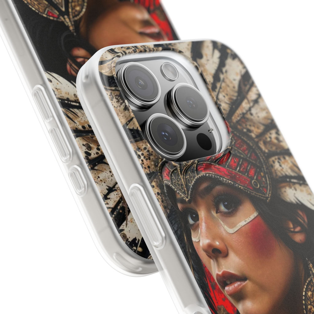 Aztec Moon Goddess – Flexi Phone Case (iPhone & Samsung • Clear TPU • Made in USA • Personalized Option)