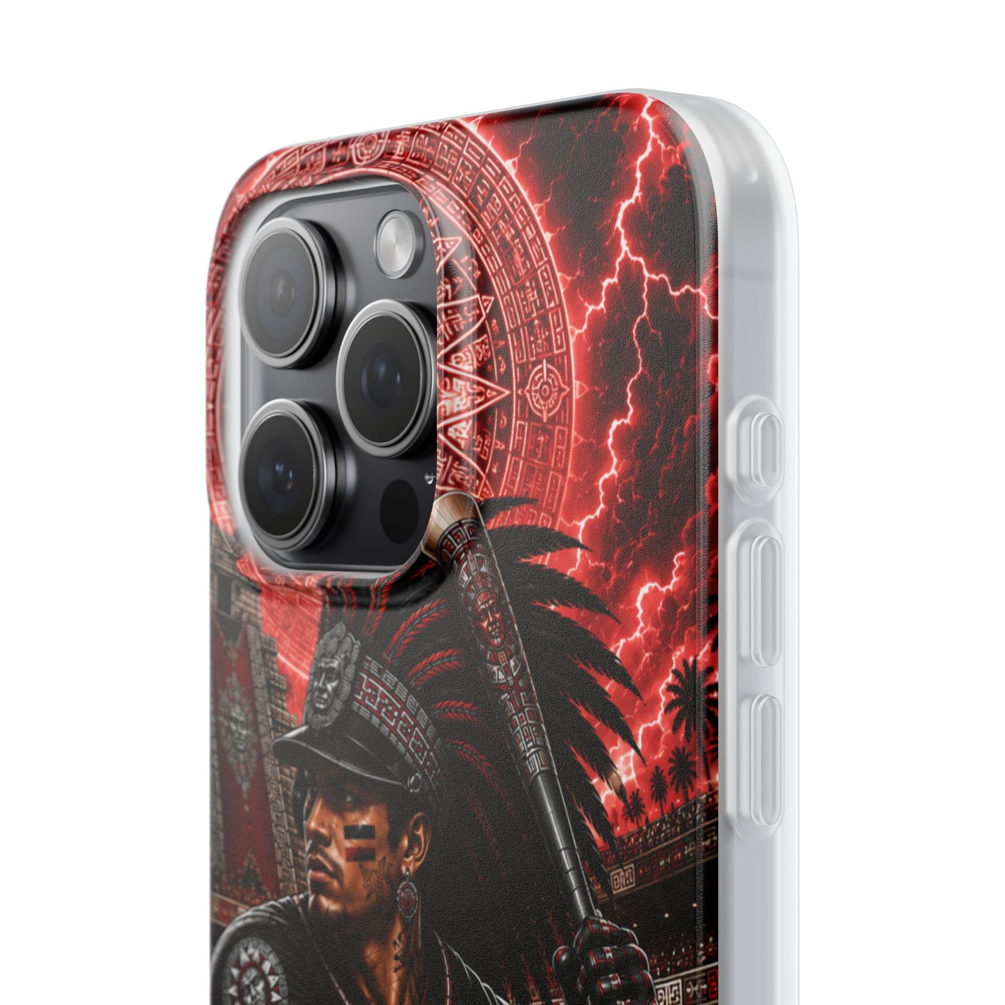 Aztec Baseball Warrior – Flexi Phone Case (iPhone & Samsung • Clear TPU • Made & Shipped in the USA • 🚚 FREE USA Shipping • Personalized Option)