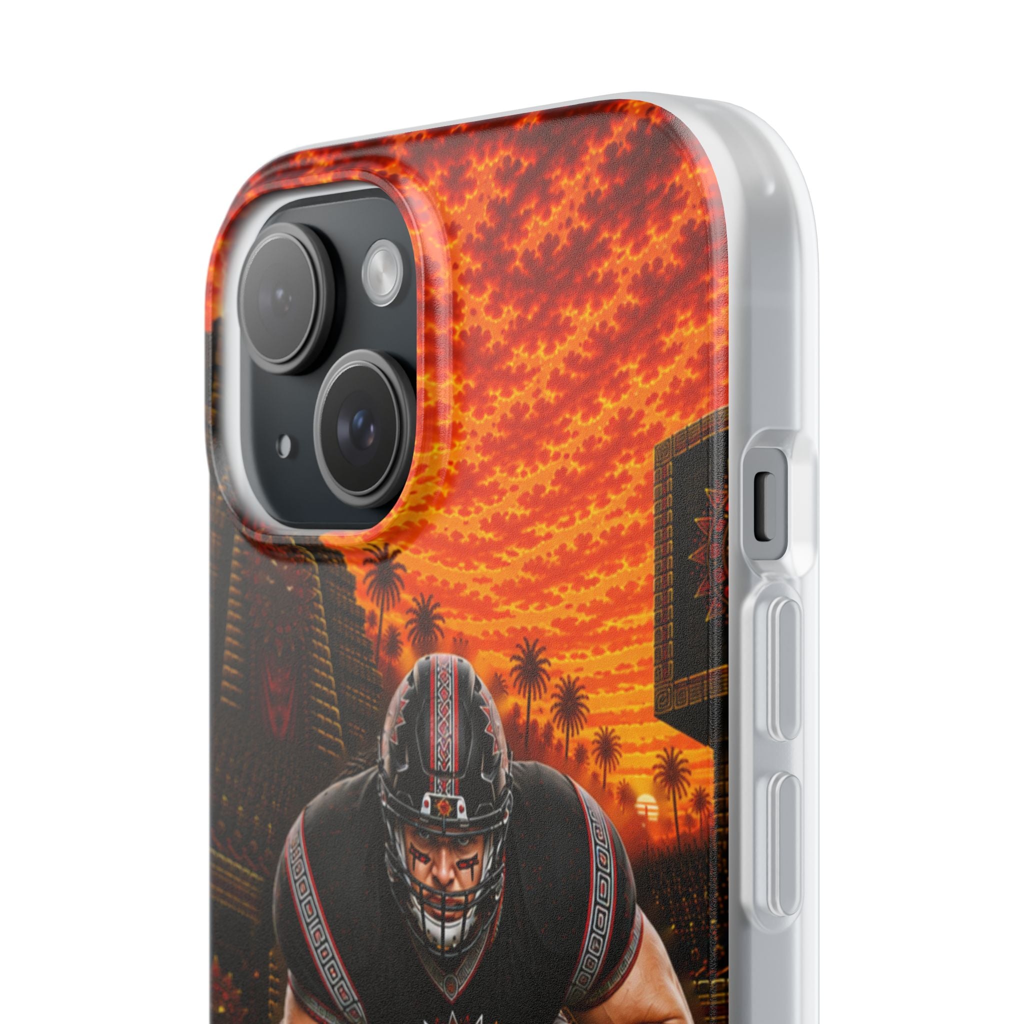 Aztec Football Warrior – Flexi Phone Case (iPhone & Samsung • Clear TPU • Made & Shipped in the USA • 🚚 FREE USA Shipping • Personalized Option)