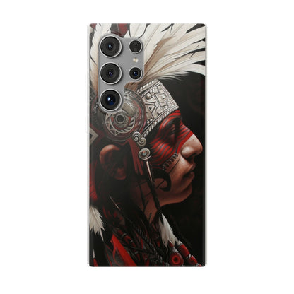 Aztec Warrior King – Flexi Phone Case (iPhone & Samsung • Clear TPU • Made in USA • Personalized Option)