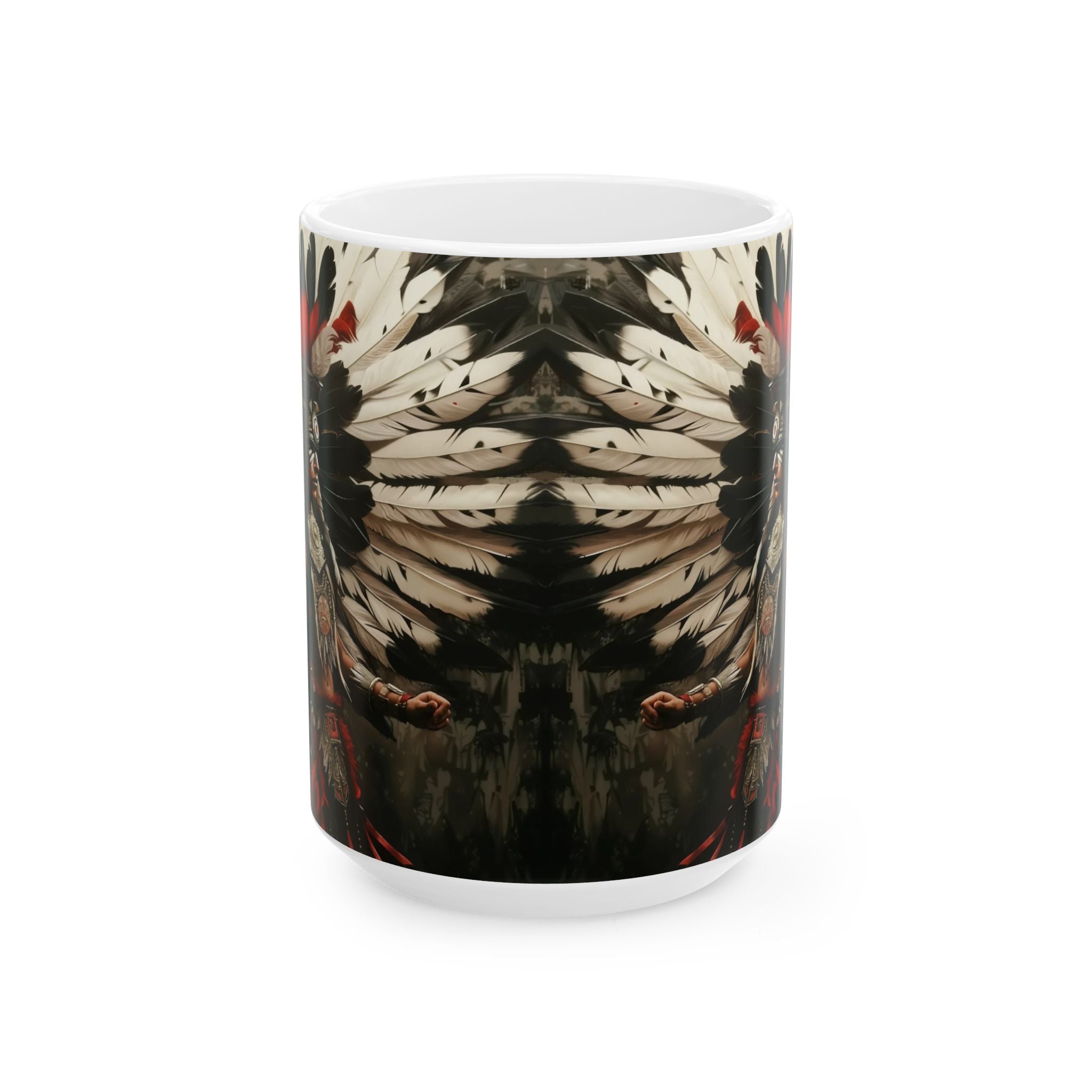 Aztec Fierce Warrior – Ceramic Mug (11oz, 15oz • Dishwasher & Microwave Safe • Made in USA • Personalized Option)