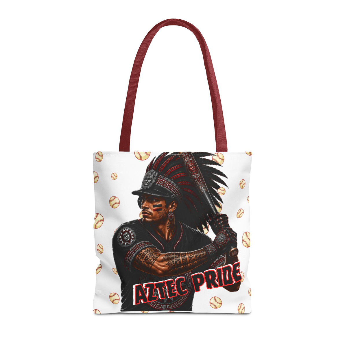 Aztec Baseball Warrior Tote Bag | Aztec-Inspired AI Art • Made & Shipped in the USA • 🚚 FREE USA Shipping • FREE Personalization