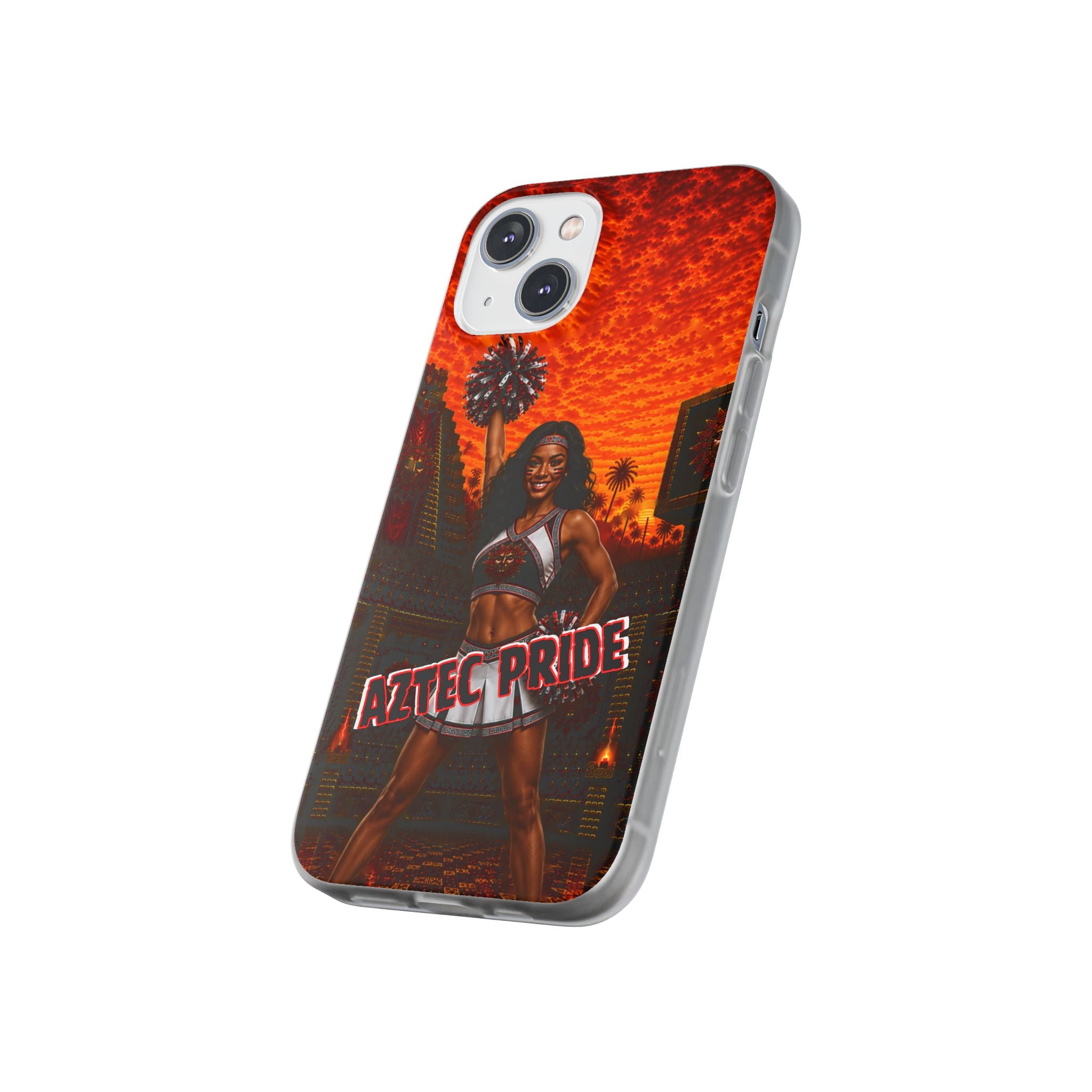 Aztec Cheerleader Warrior – Flexi Phone Case (iPhone & Samsung • Clear TPU • Made & Shipped in the USA • 🚚 FREE USA Shipping • Personalized Option)
