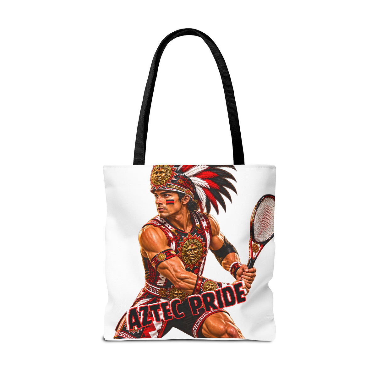 Aztec Tennis Male Warrior Tote Bag | Aztec-Inspired AI Art • Made & Shipped in the USA • 🚚 FREE USA Shipping • FREE Personalization