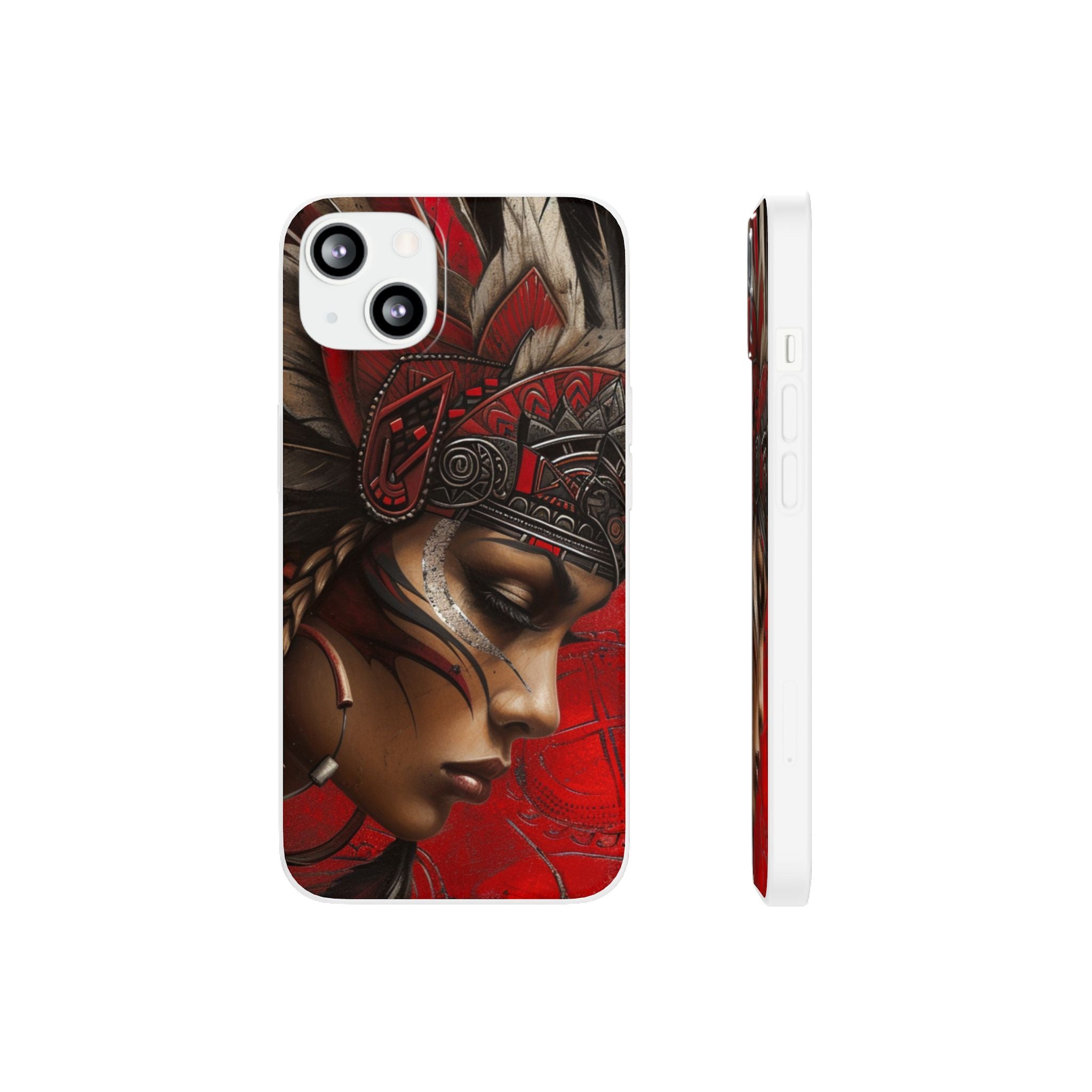 Aztec Sun Goddess – Flexi Phone Case (iPhone & Samsung • Clear TPU • Made in USA • Personalized Option)