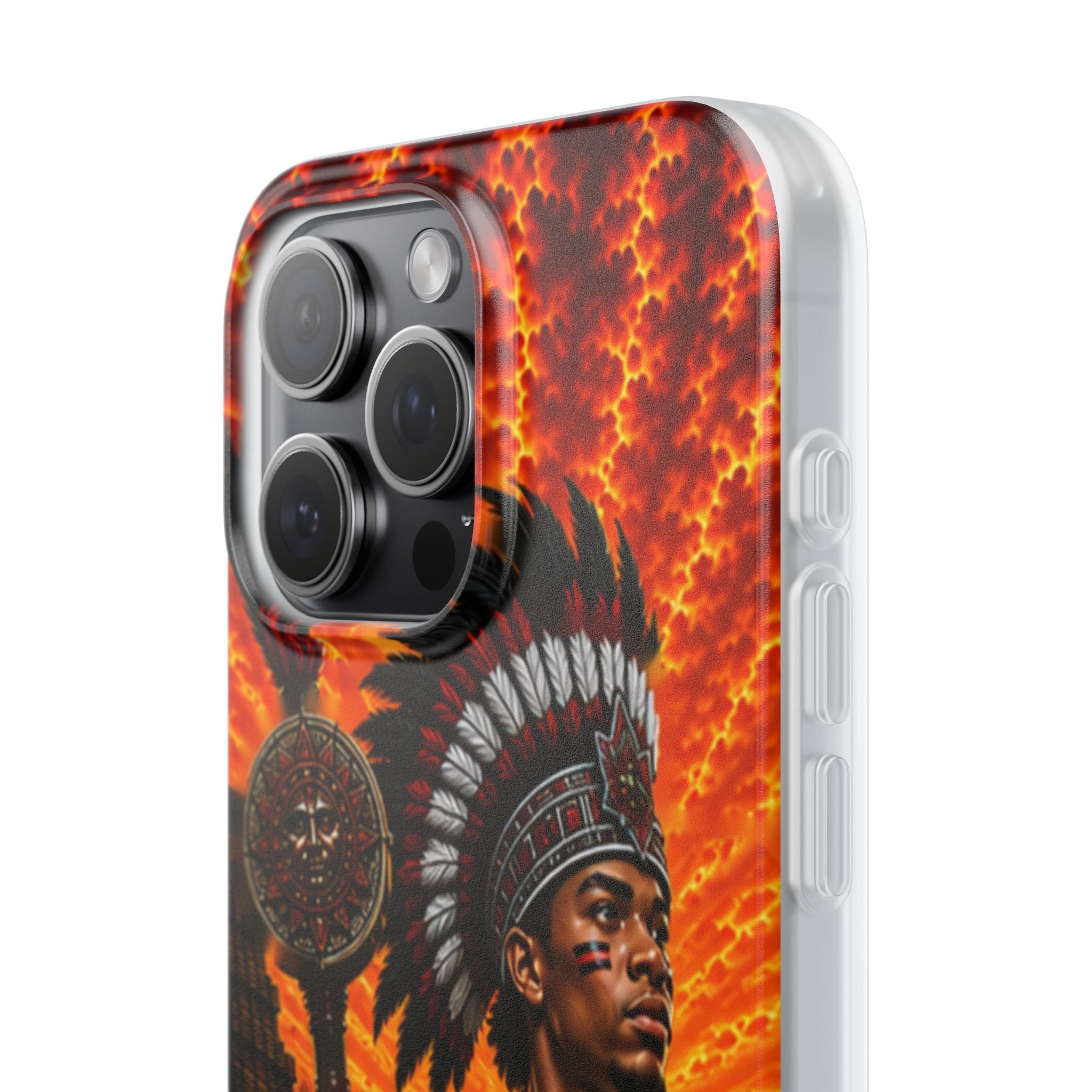 Aztec Drum Major Warrior – Flexi Phone Case (iPhone & Samsung • Clear TPU • Made & Shipped in the USA • 🚚 FREE USA Shipping • Personalized Option)