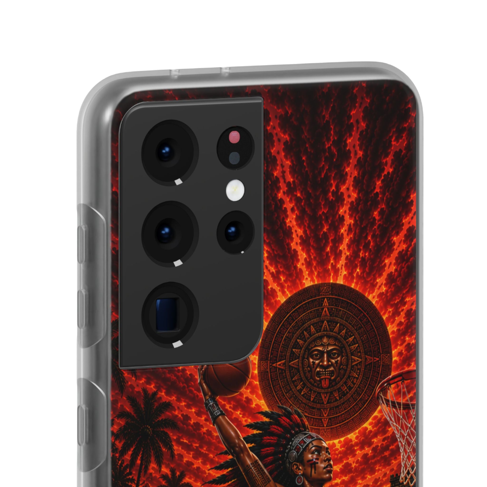 Aztec Basketball Female Warrior – Flexi Phone Case (iPhone & Samsung • Clear TPU • Made & Shipped in the USA • 🚚 FREE USA Shipping • Personalized Option)