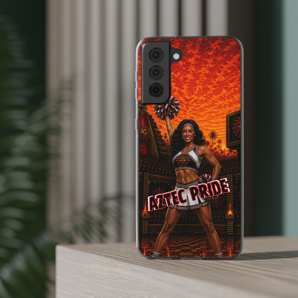 Aztec Cheerleader Warrior – Flexi Phone Case (iPhone & Samsung • Clear TPU • Made & Shipped in the USA • 🚚 FREE USA Shipping • Personalized Option)