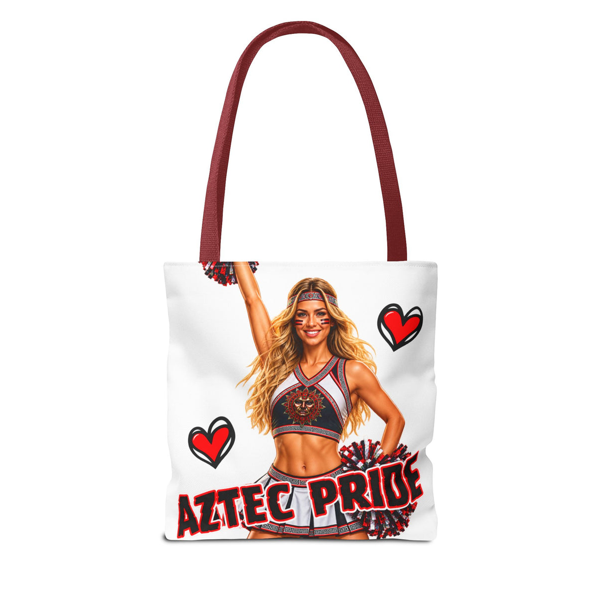 Aztec Cheerleader Warrior Tote Bag | Aztec-Inspired AI Art • Made & Shipped in the USA • 🚚 FREE USA Shipping • FREE Personalization