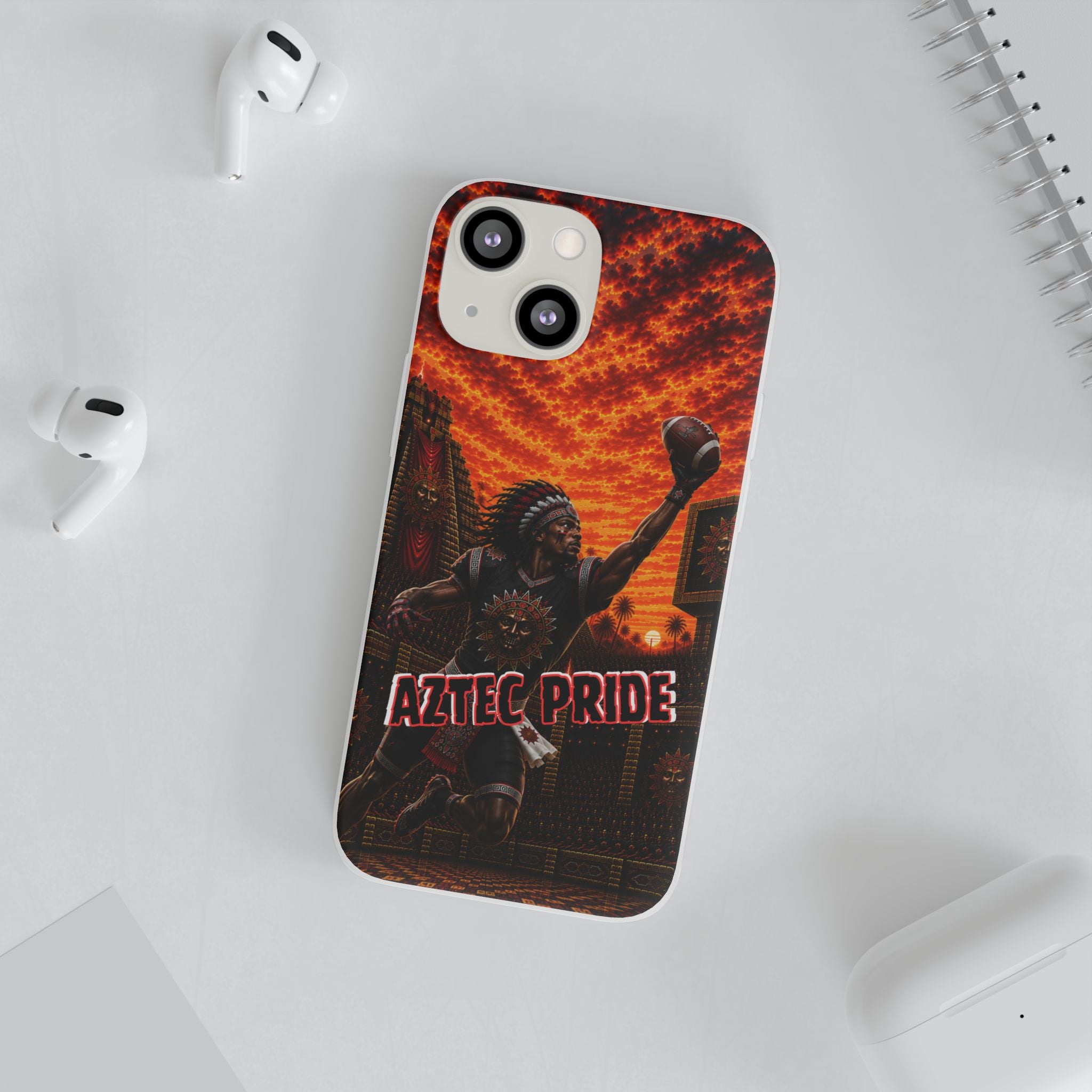 Aztec Football Warrior – Flexi Phone Case (iPhone & Samsung • Clear TPU • Made & Shipped in the USA • 🚚 FREE USA Shipping • Personalized Option)