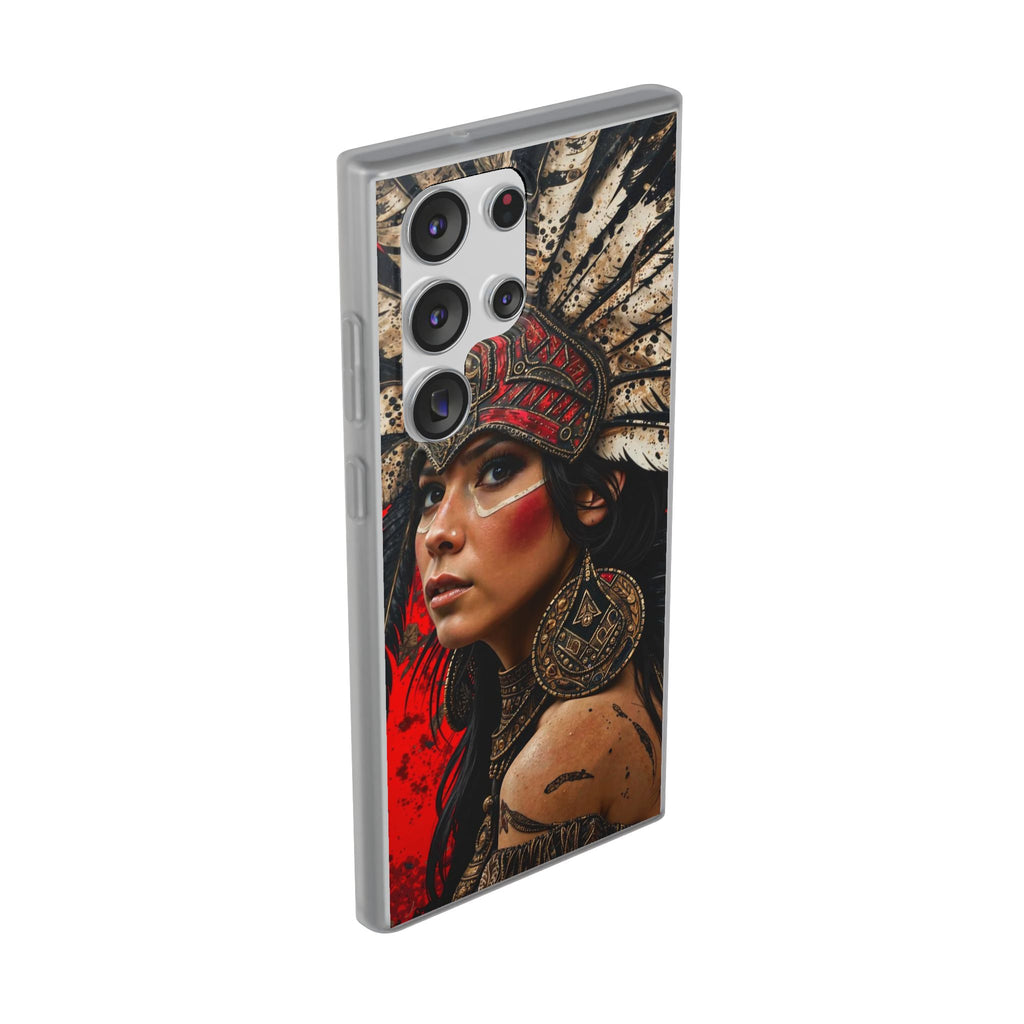 Aztec Moon Goddess – Flexi Phone Case (iPhone & Samsung • Clear TPU • Made in USA • Personalized Option)