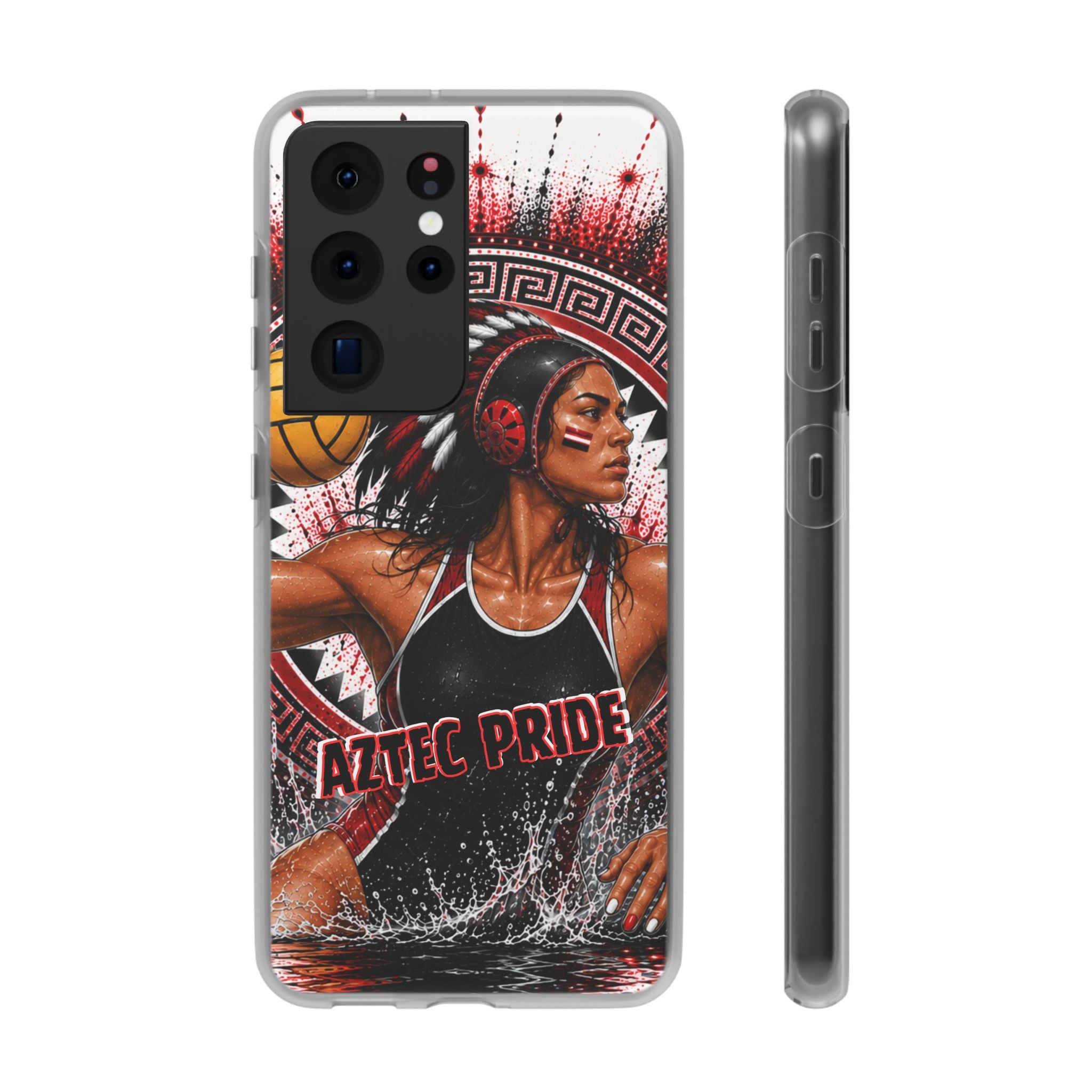 Aztec Water Polo Warrior – Flexi Phone Case (iPhone & Samsung • Clear TPU • Made in USA • Personalized Option)