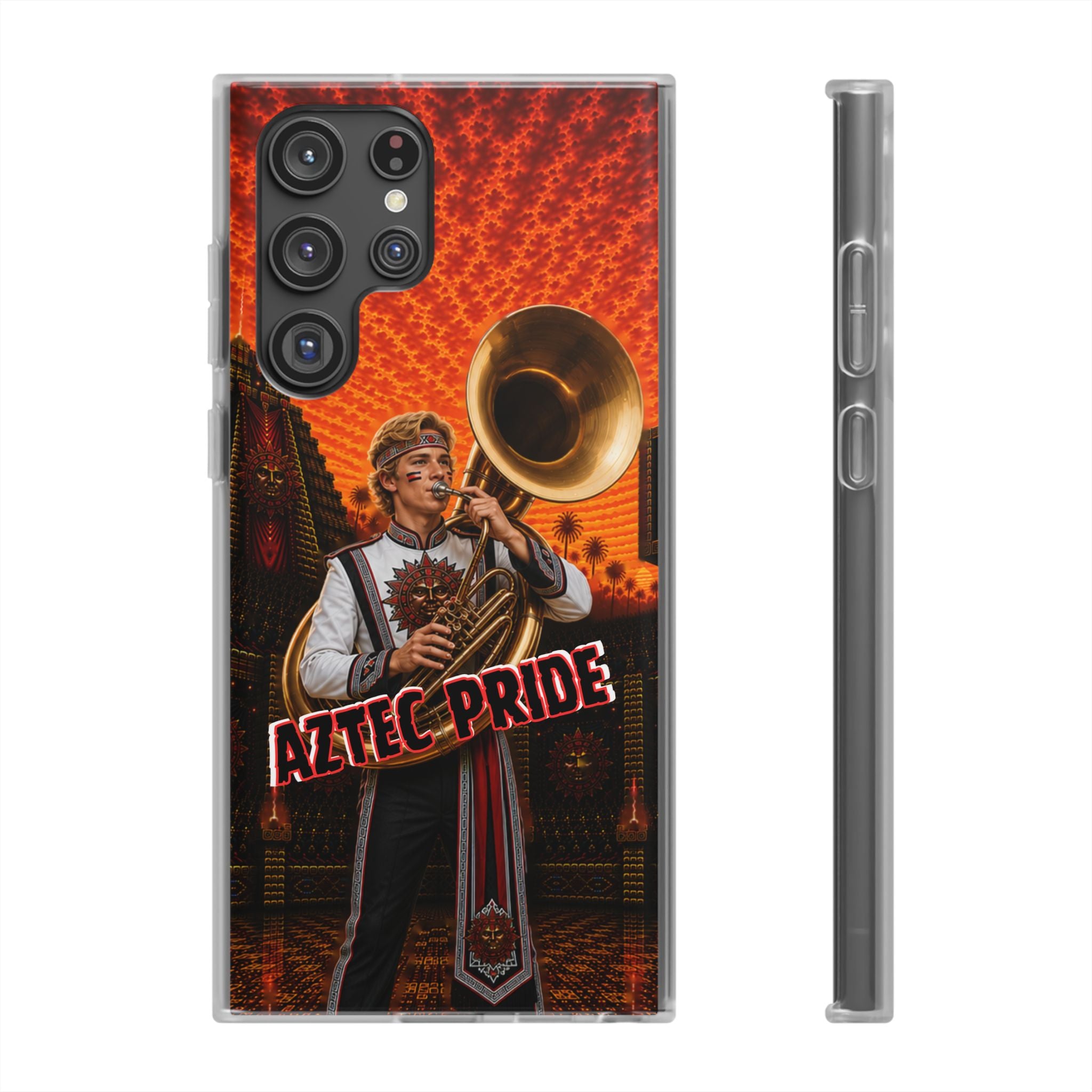 Aztec Band Warrior – Flexi Phone Case (iPhone & Samsung • Clear TPU • Made & Shipped in the USA • 🚚 FREE USA Shipping • Personalized Option)