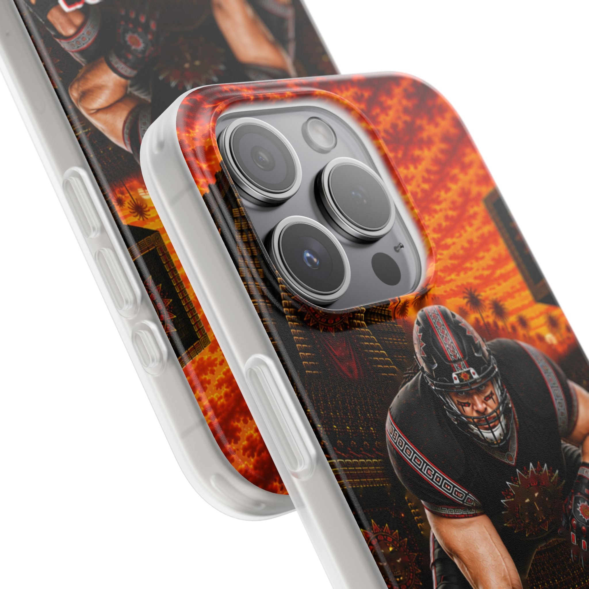Aztec Football Warrior – Flexi Phone Case (iPhone & Samsung • Clear TPU • Made & Shipped in the USA • 🚚 FREE USA Shipping • Personalized Option)