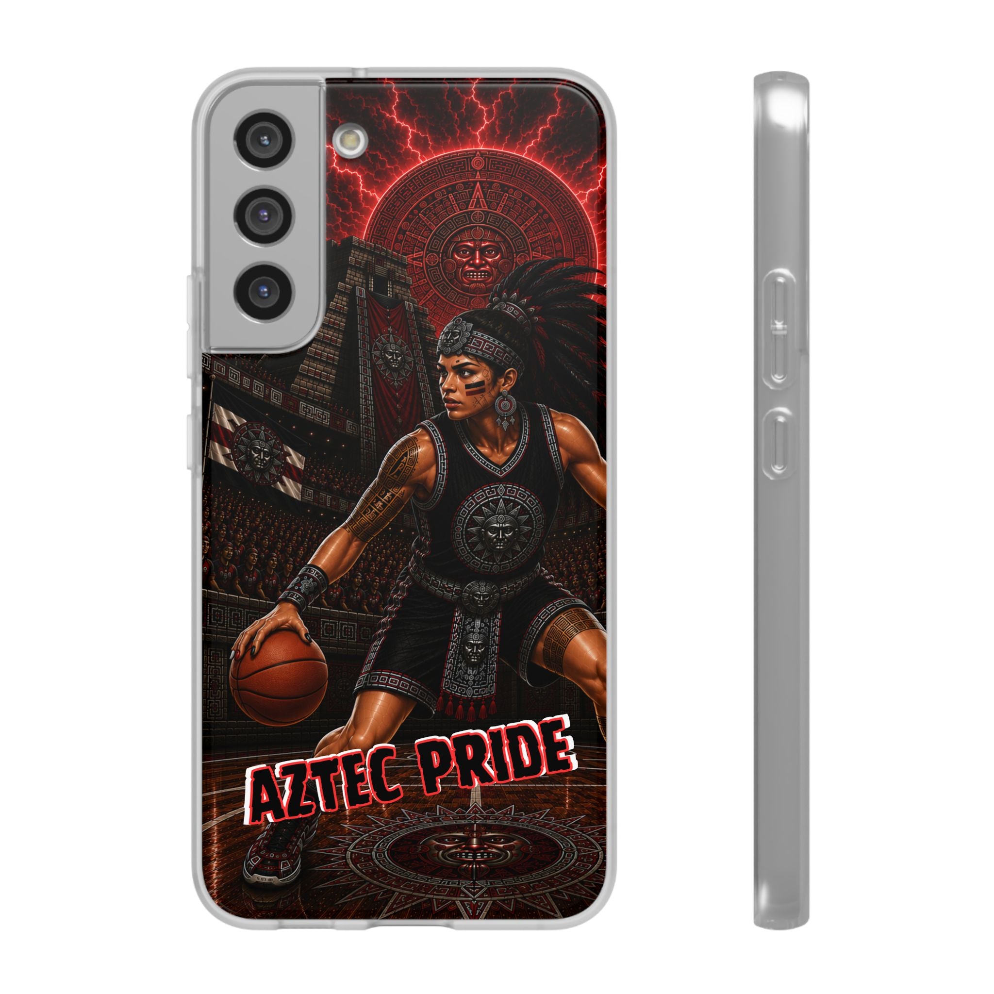 Aztec Basketball Female Warrior – Flexi Phone Case (iPhone & Samsung • Clear TPU • Made & Shipped in the USA • 🚚 FREE USA Shipping • Personalized Option)