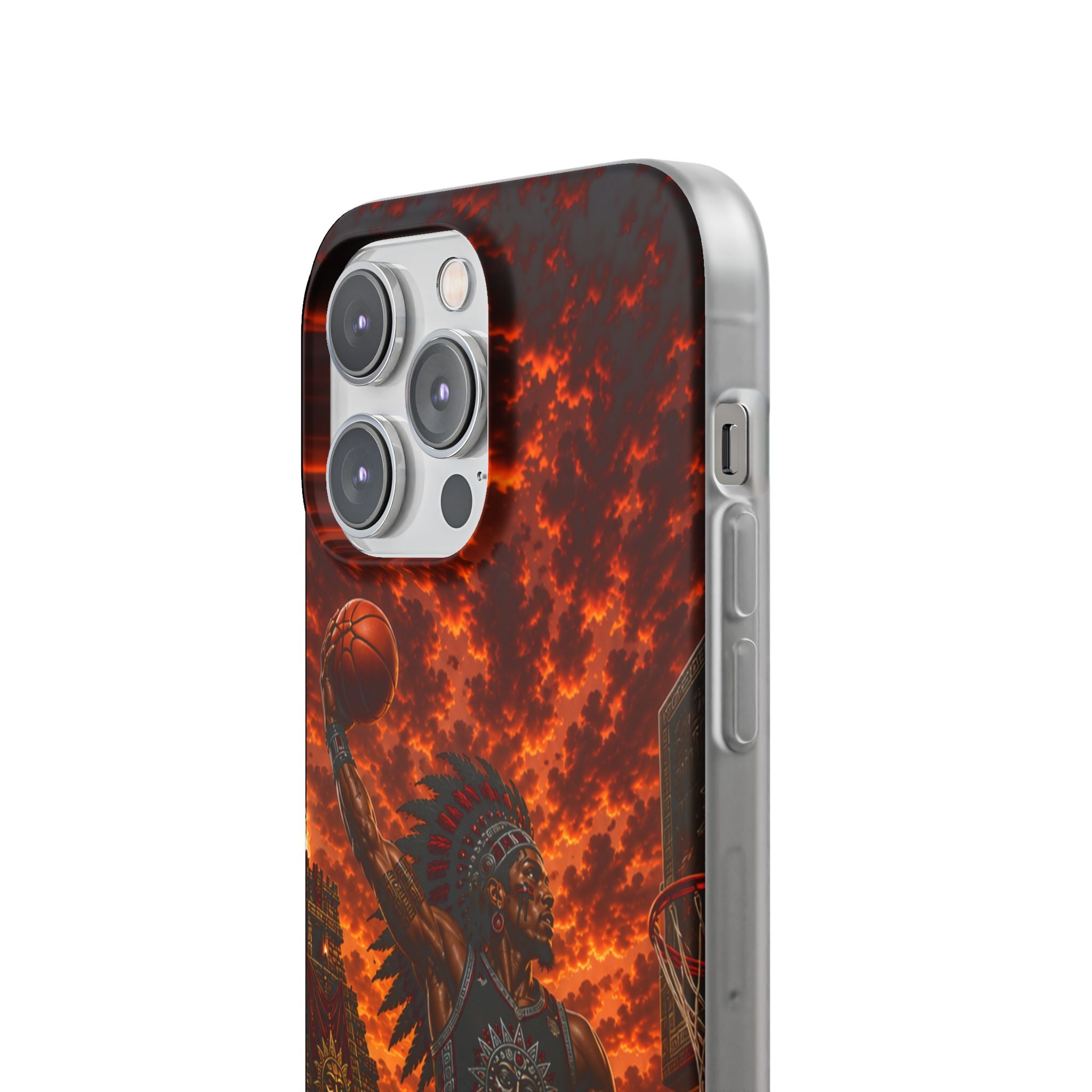 Aztec Basketball Male Warrior – Flexi Phone Case (iPhone & Samsung • Clear TPU • Made & Shipped in the USA • 🚚 FREE USA Shipping • Personalized Option)