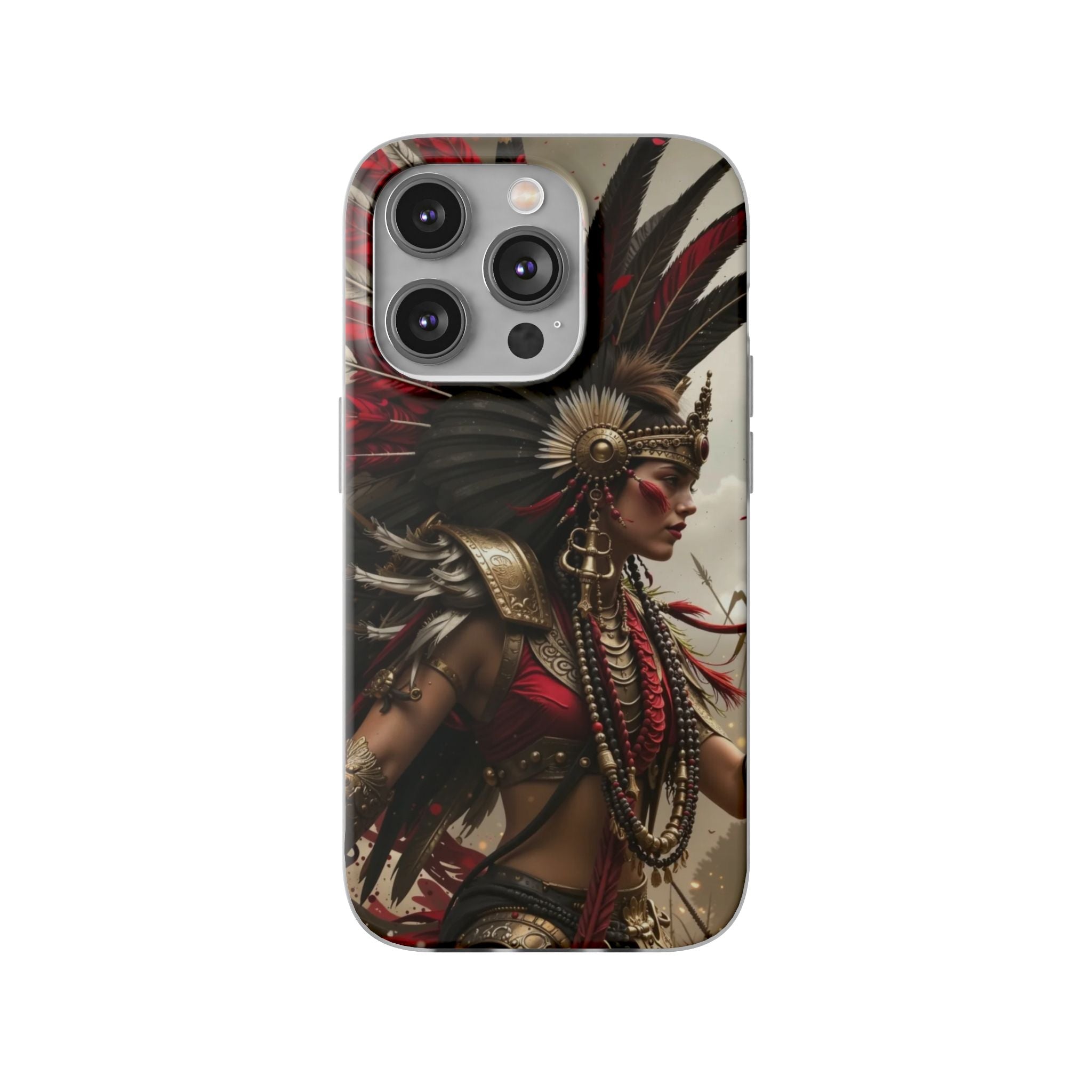 Aztec Warrior Queen – Flexi Phone Case (iPhone & Samsung • Clear TPU • Made in USA • Personalized Option)