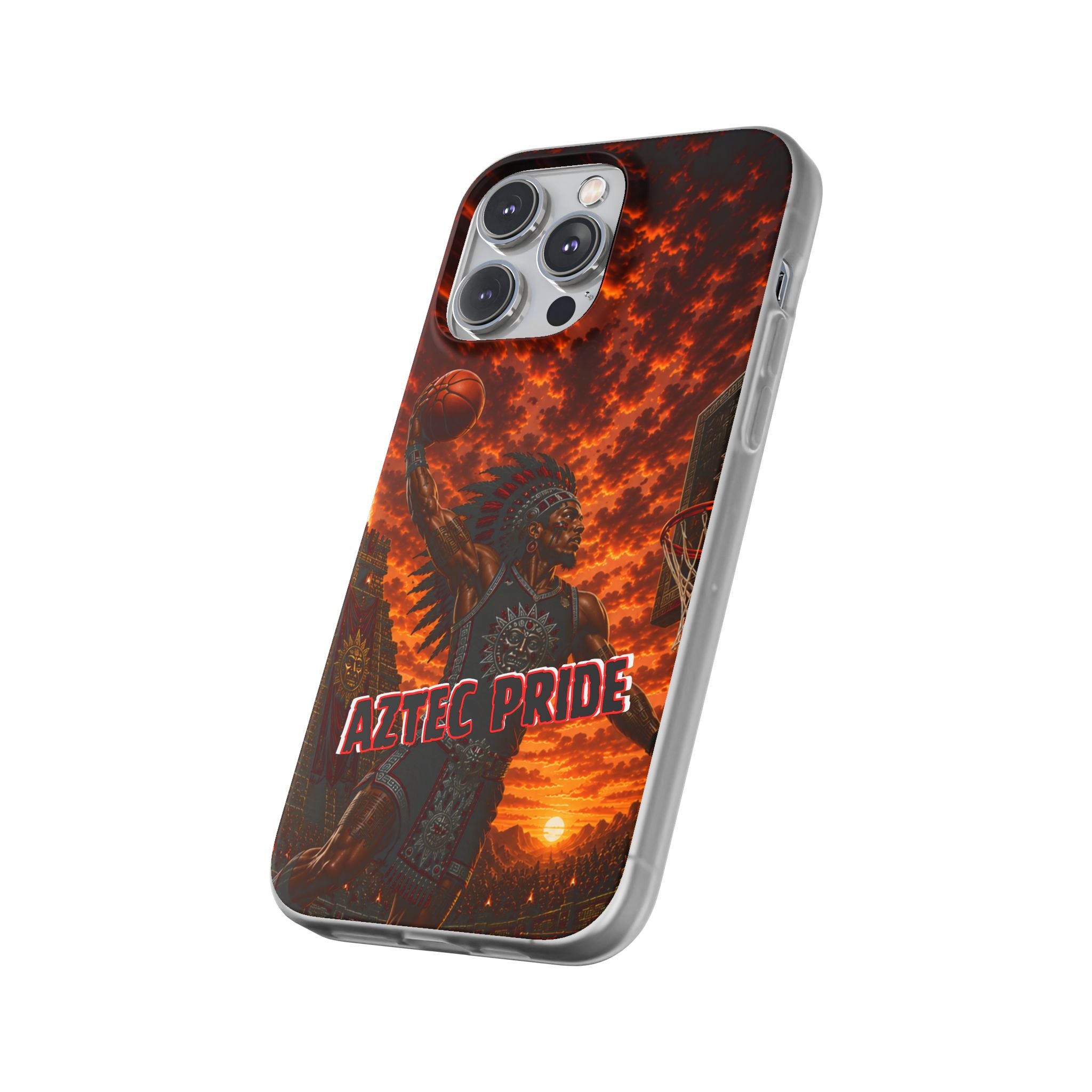 Aztec Basketball Male Warrior – Flexi Phone Case (iPhone & Samsung • Clear TPU • Made & Shipped in the USA • 🚚 FREE USA Shipping • Personalized Option)
