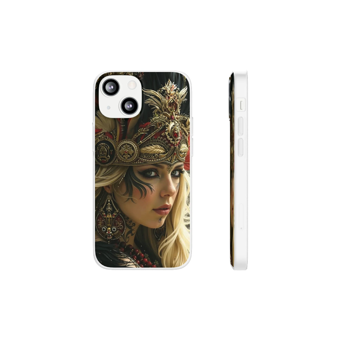 Aztec Fireheart Queen – Flexi Phone Case (iPhone & Samsung • Clear TPU • Made in USA • Personalized Option)