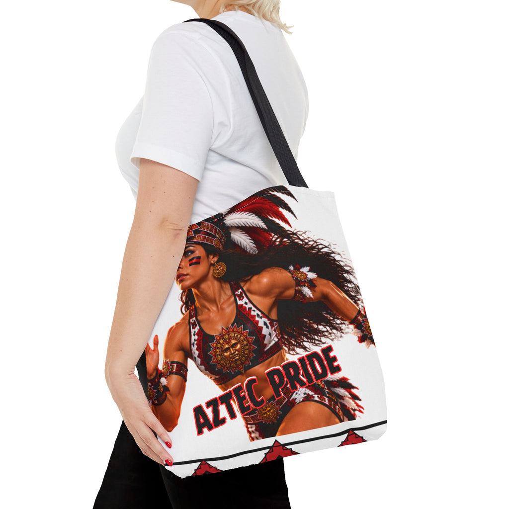 Aztec Track Female Warrior Tote Bag | Aztec-Inspired AI Art • Made & Shipped in the USA • 🚚 FREE USA Shipping • FREE Personalization