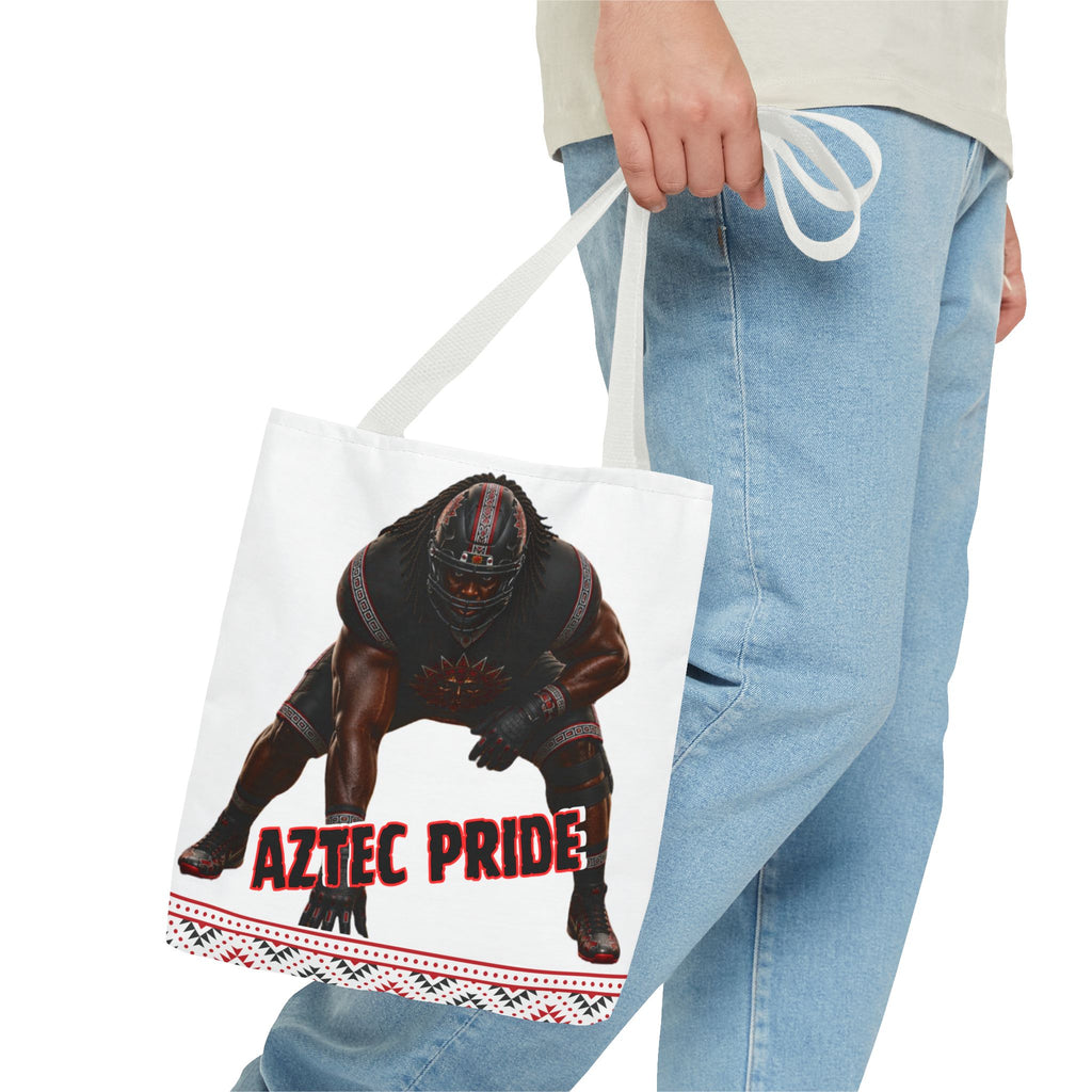 Aztec Football O-Line Warrior Tote Bag | Aztec-Inspired AI Art • Made & Shipped in the USA • 🚚 FREE USA Shipping • FREE Personalization