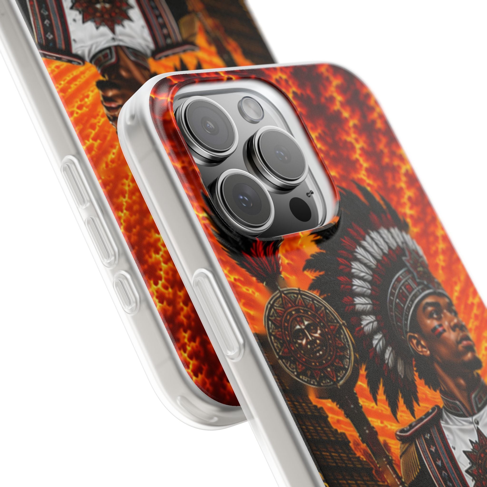 Aztec Drum Major Warrior – Flexi Phone Case (iPhone & Samsung • Clear TPU • Made & Shipped in the USA • 🚚 FREE USA Shipping • Personalized Option)