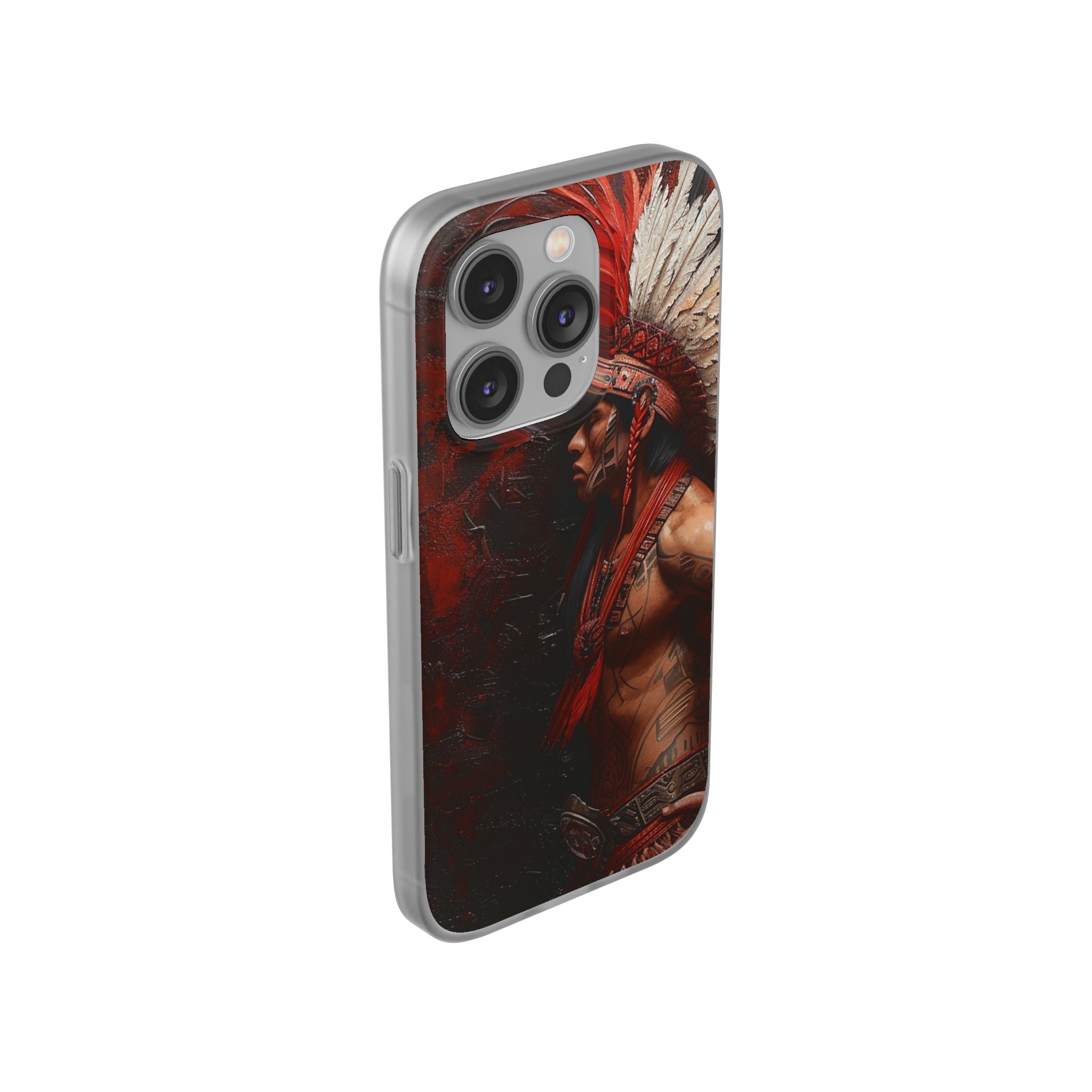 Aztec Noble Warrior – Flexi Phone Case (iPhone & Samsung • Clear TPU • Made in USA • Personalized Option)