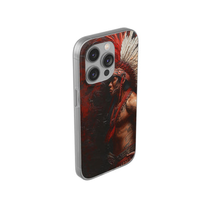 Aztec Noble Warrior – Flexi Phone Case (iPhone & Samsung • Clear TPU • Made in USA • Personalized Option)