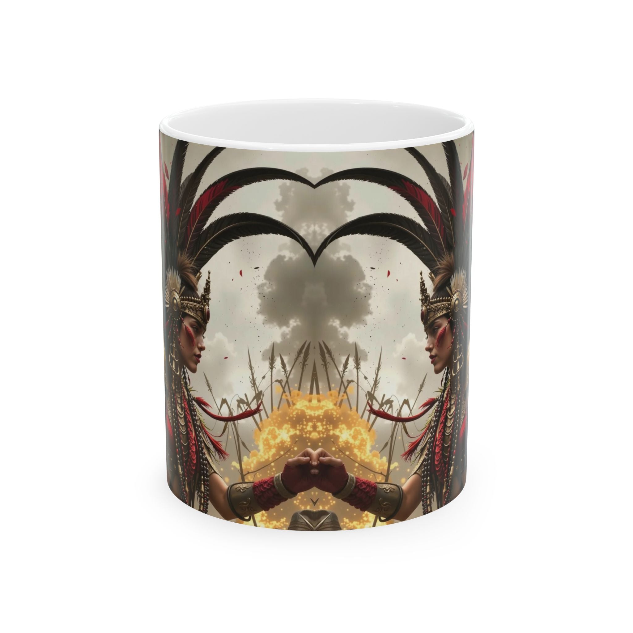 Aztec Warrior Queen – Ceramic Mug (11oz, 15oz • Dishwasher & Microwave Safe • Made in USA • Personalized Option)