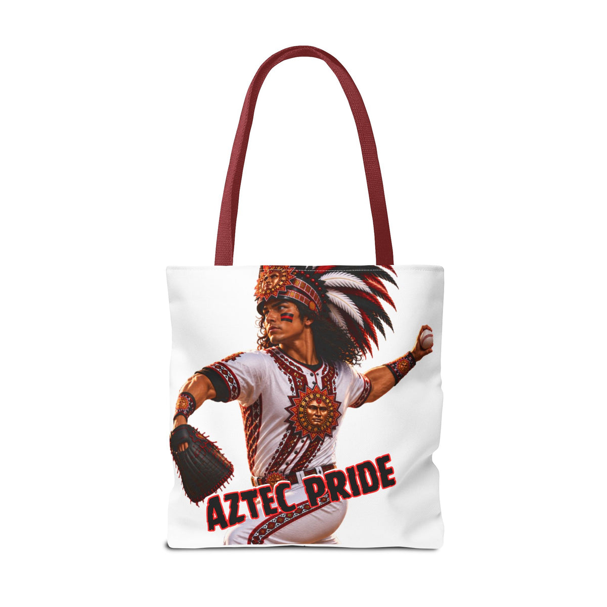 Aztec Baseball Warrior Tote Bag | Aztec-Inspired AI Art • Made & Shipped in the USA • 🚚 FREE USA Shipping • FREE Personalization