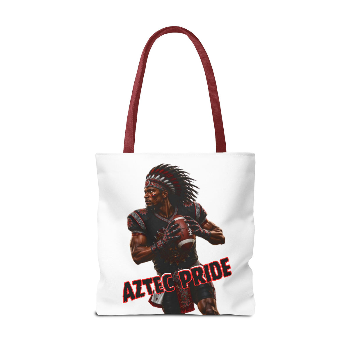Aztec Football Quarterback Warrior Tote Bag | Aztec-Inspired AI Art • Made & Shipped in the USA • 🚚 FREE USA Shipping • FREE Personalization