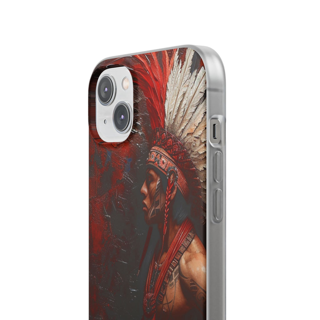 Aztec Noble Warrior – Flexi Phone Case (iPhone & Samsung • Clear TPU • Made in USA • Personalized Option)