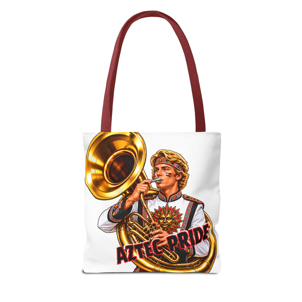 Aztec Tuba Warrior Tote Bag | Aztec-Inspired AI Art • Made & Shipped in the USA • 🚚 FREE USA Shipping • FREE Personalization