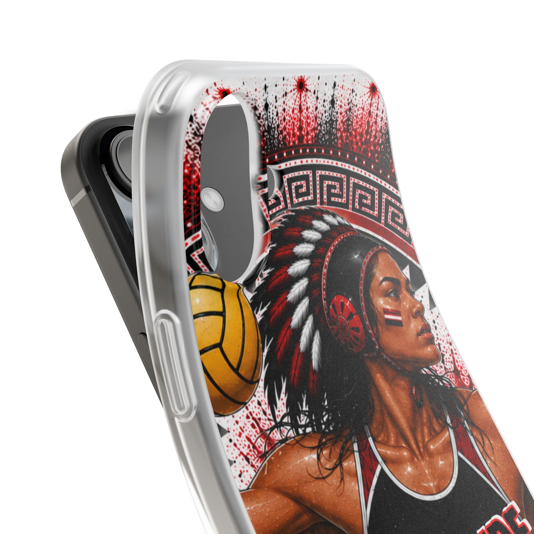 Aztec Water Polo Warrior – Flexi Phone Case (iPhone & Samsung • Clear TPU • Made in USA • Personalized Option)