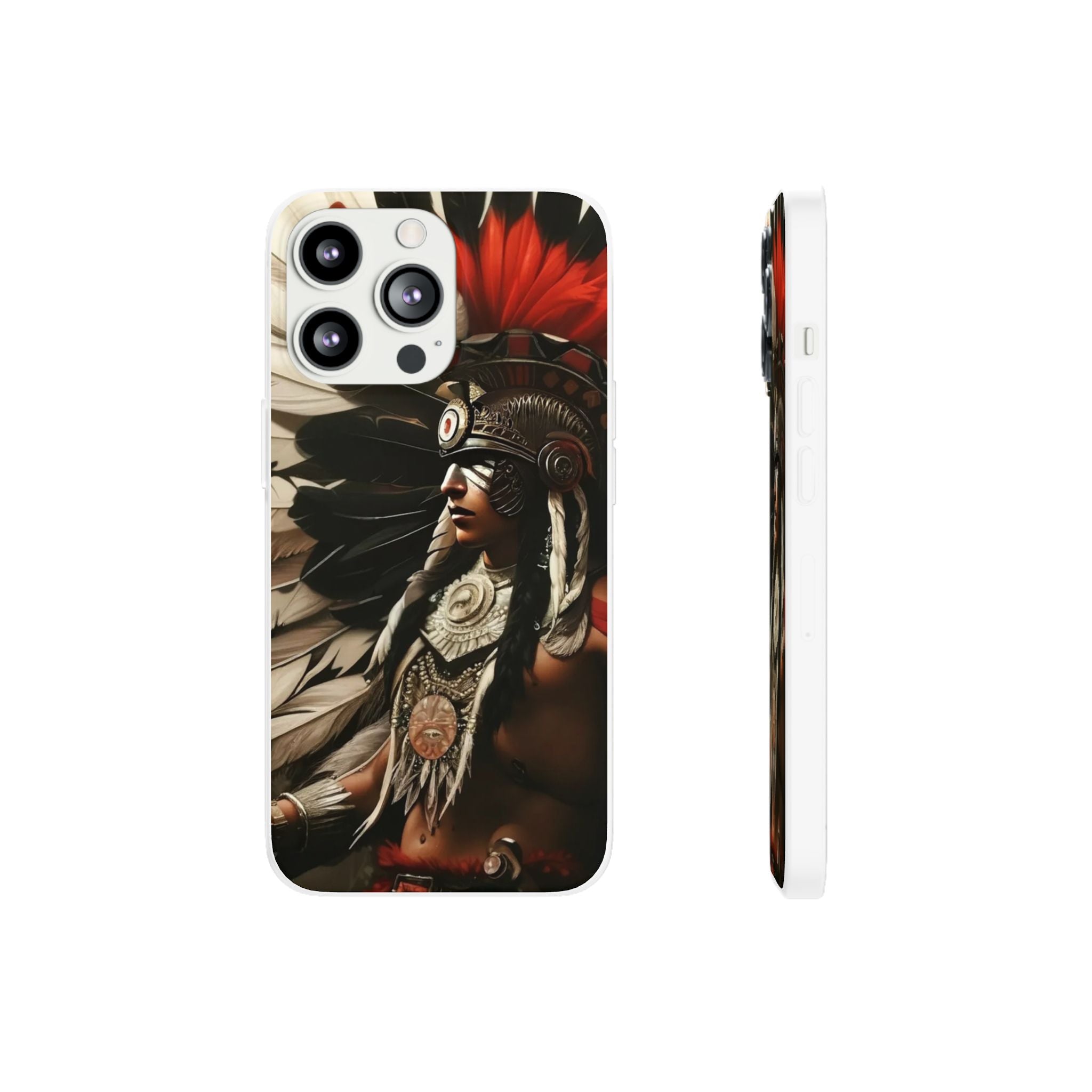 Aztec Fierce Warrior – Flexi Phone Case (iPhone & Samsung • Clear TPU • Made in USA • Personalized Option)