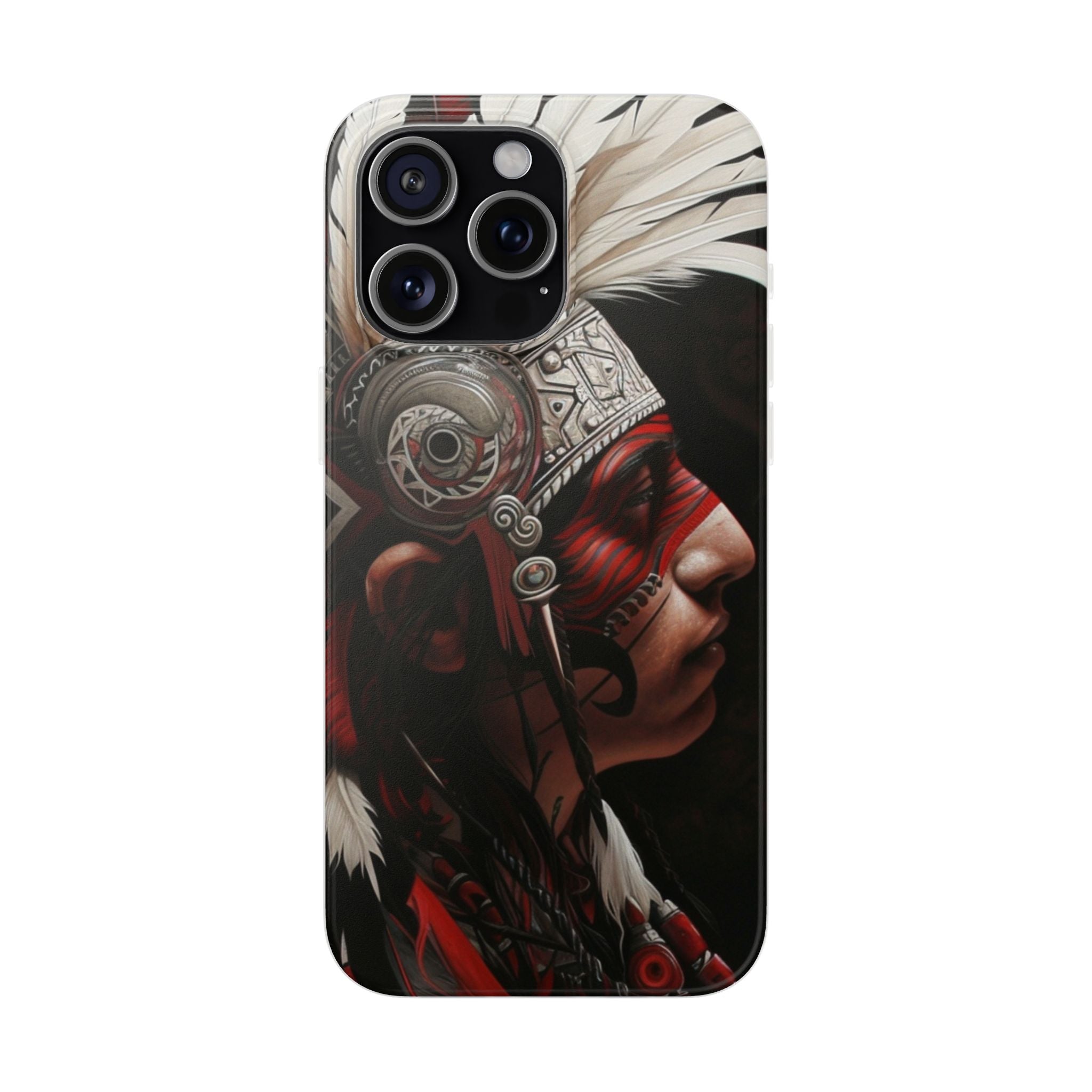 Aztec Warrior King – Flexi Phone Case (iPhone & Samsung • Clear TPU • Made in USA • Personalized Option)