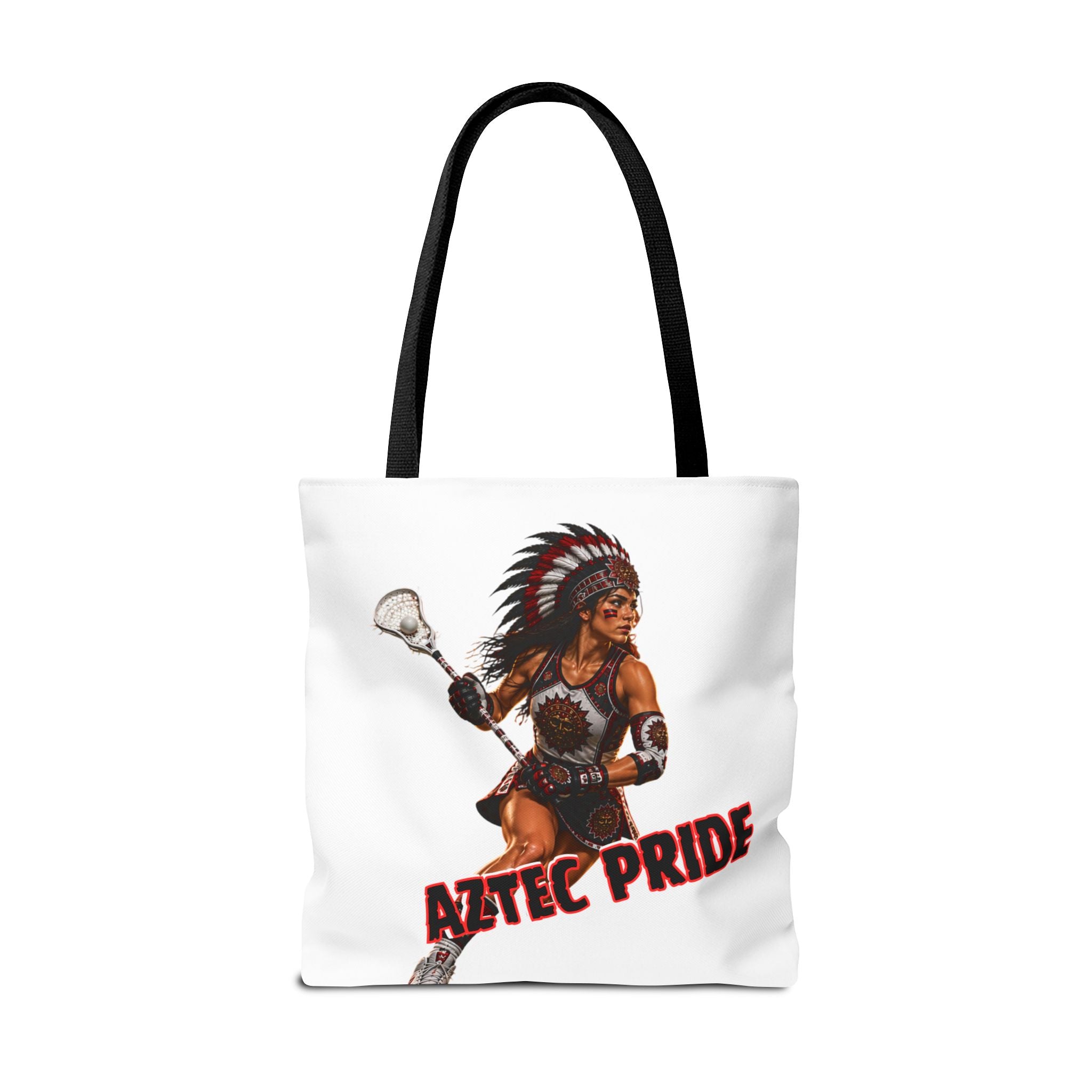 Aztec Lacrosse Female Warrior Tote Bag | Aztec-Inspired AI Art • Made & Shipped in the USA • 🚚 FREE USA Shipping • FREE Personalization