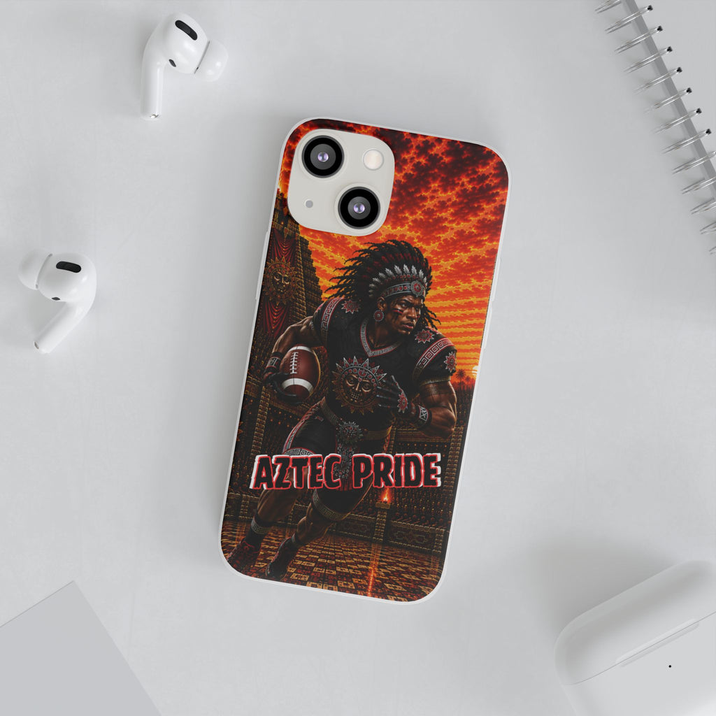 Aztec Football Warrior – Flexi Phone Case (iPhone & Samsung • Clear TPU • Made & Shipped in the USA • 🚚 FREE USA Shipping • Personalized Option)