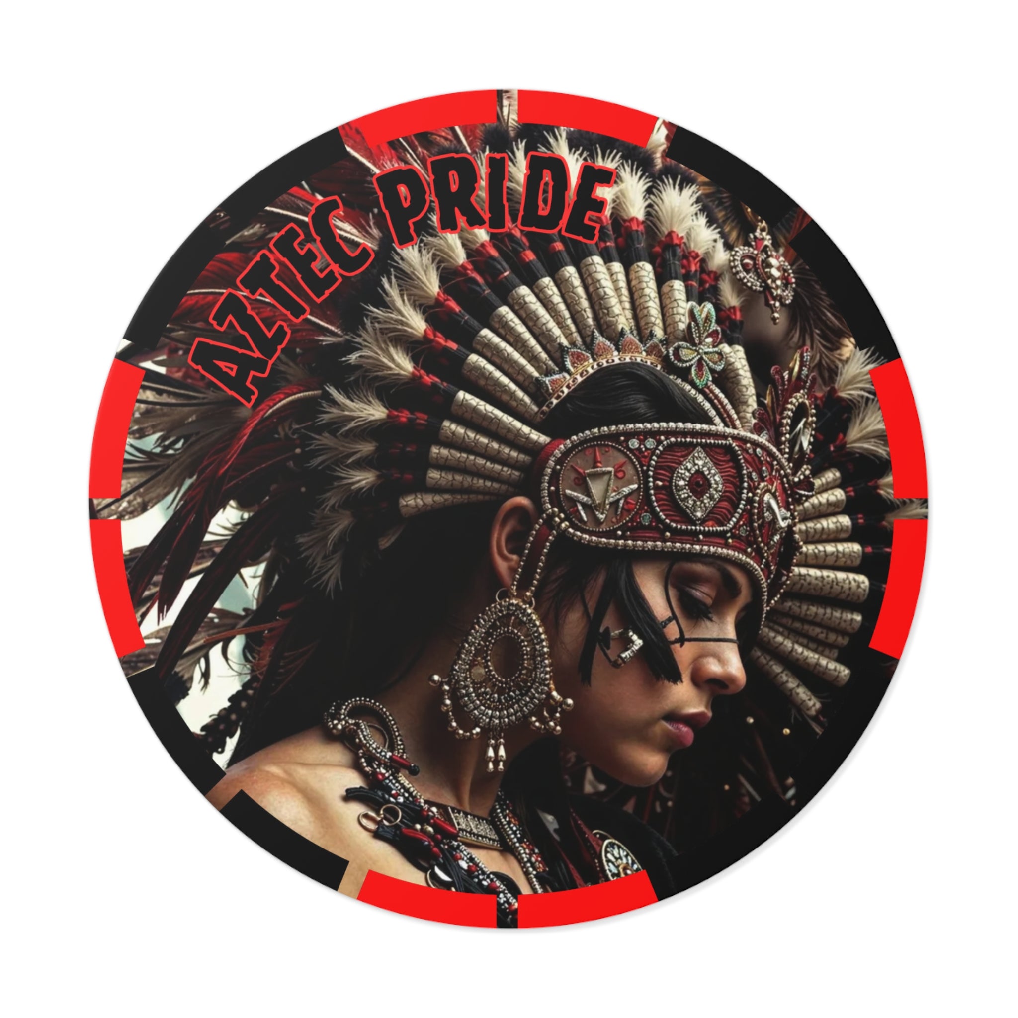 Aztec Goddess Spirit Round Vinyl Sticker – Waterproof Matte Decal (2”–6”)