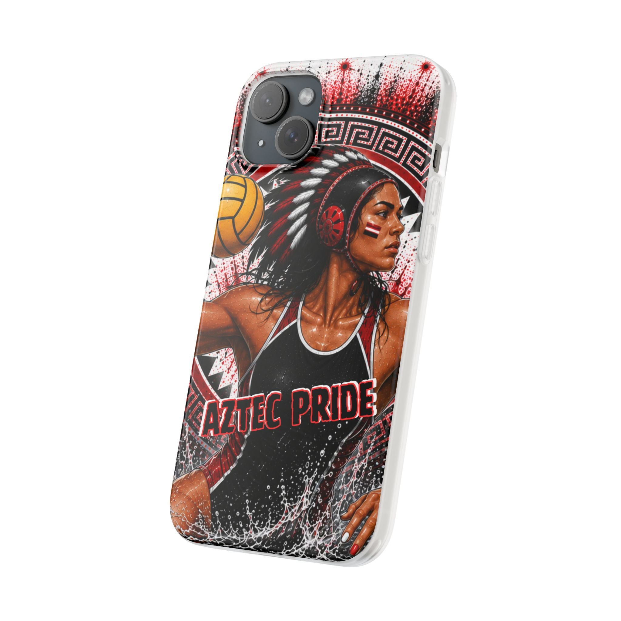 Aztec Water Polo Warrior – Flexi Phone Case (iPhone & Samsung • Clear TPU • Made in USA • Personalized Option)