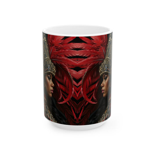 Aztec Lioness Queen – Ceramic Mug (11oz, 15oz • Dishwasher & Microwave Safe • Made in USA • Personalized Option)