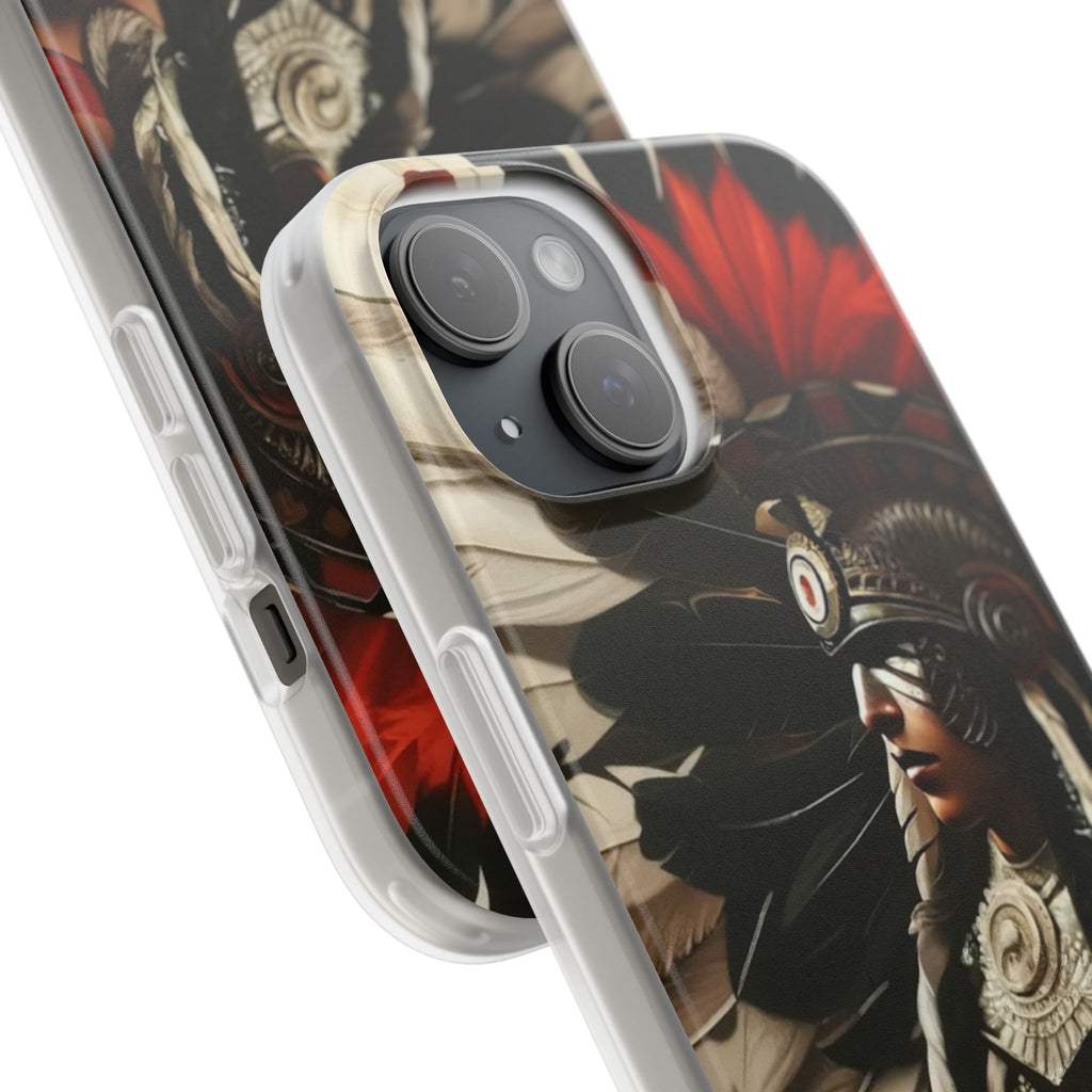 Aztec Fierce Warrior – Flexi Phone Case (iPhone & Samsung • Clear TPU • Made in USA • Personalized Option)