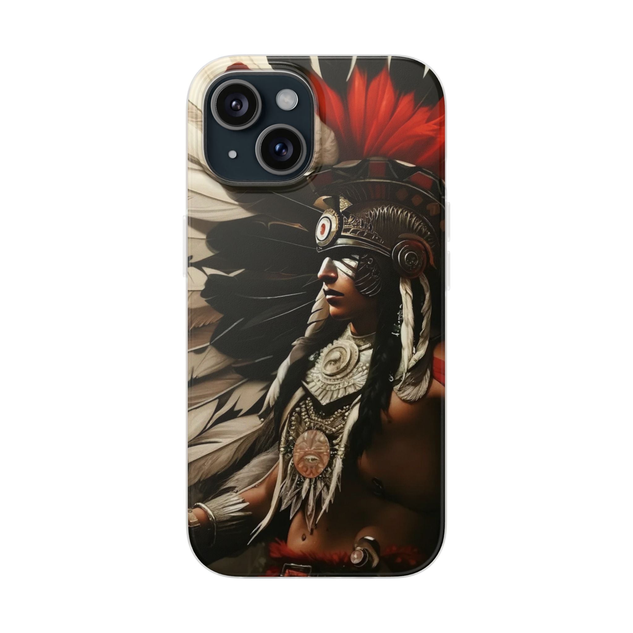 Aztec Fierce Warrior – Flexi Phone Case (iPhone & Samsung • Clear TPU • Made in USA • Personalized Option)