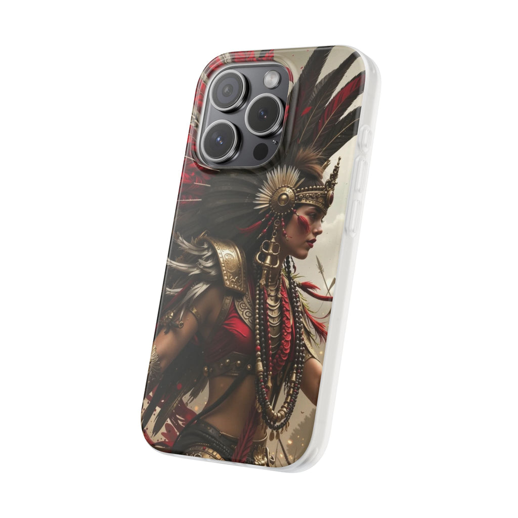 Aztec Warrior Queen – Flexi Phone Case (iPhone & Samsung • Clear TPU • Made in USA • Personalized Option)