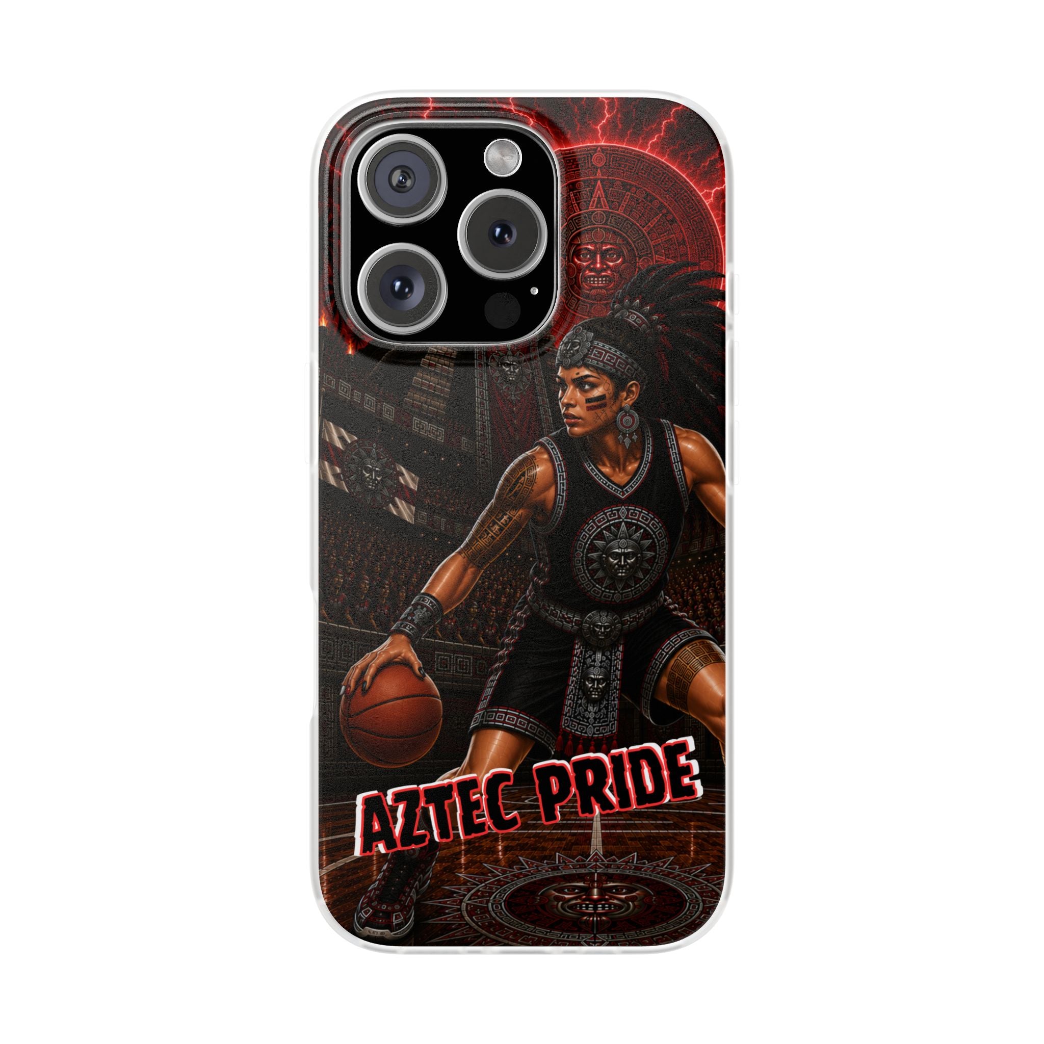 Aztec Basketball Female Warrior – Flexi Phone Case (iPhone & Samsung • Clear TPU • Made & Shipped in the USA • 🚚 FREE USA Shipping • Personalized Option)
