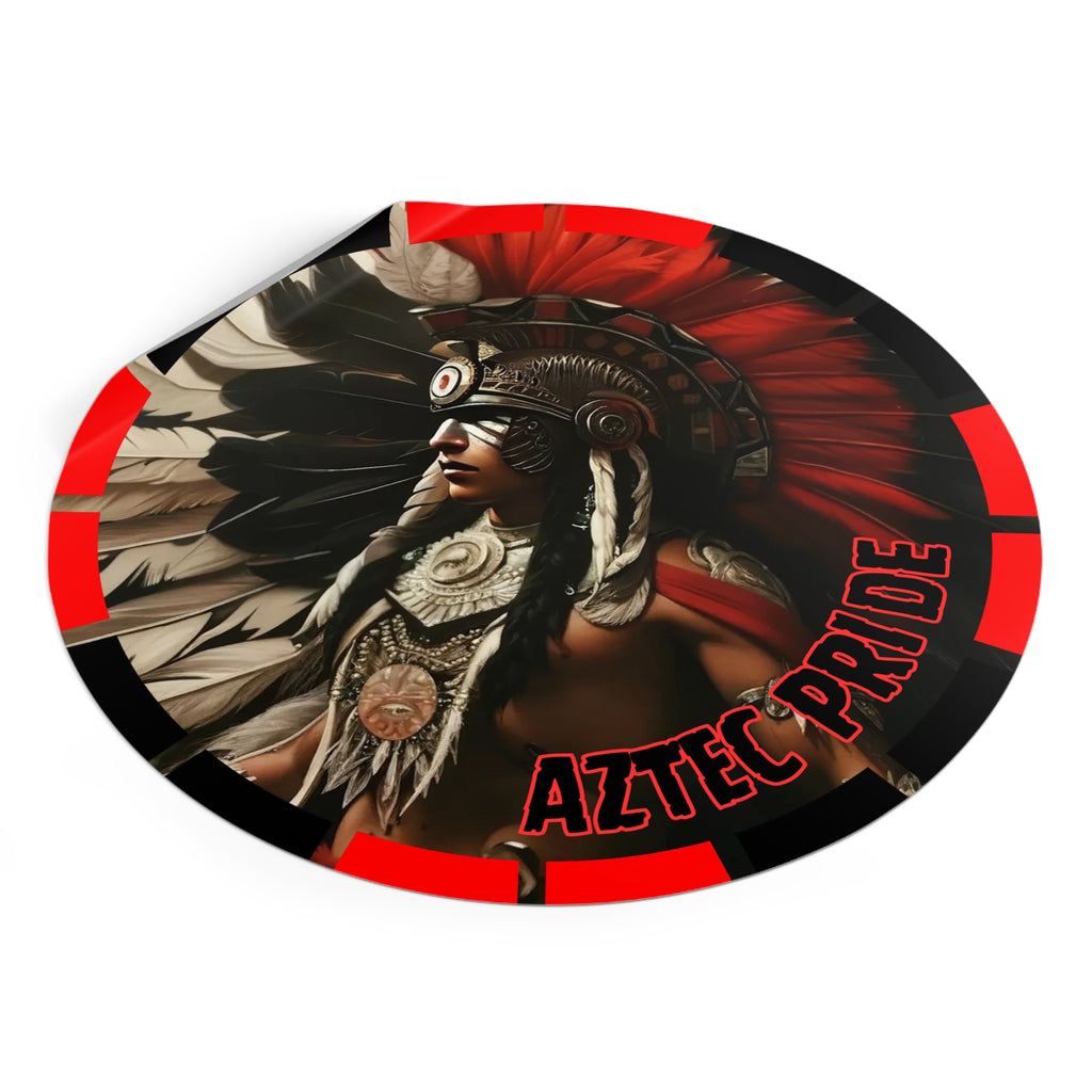 Aztec Fierce Warrior Round Vinyl Sticker – Waterproof Matte Decal (2”–6”)
