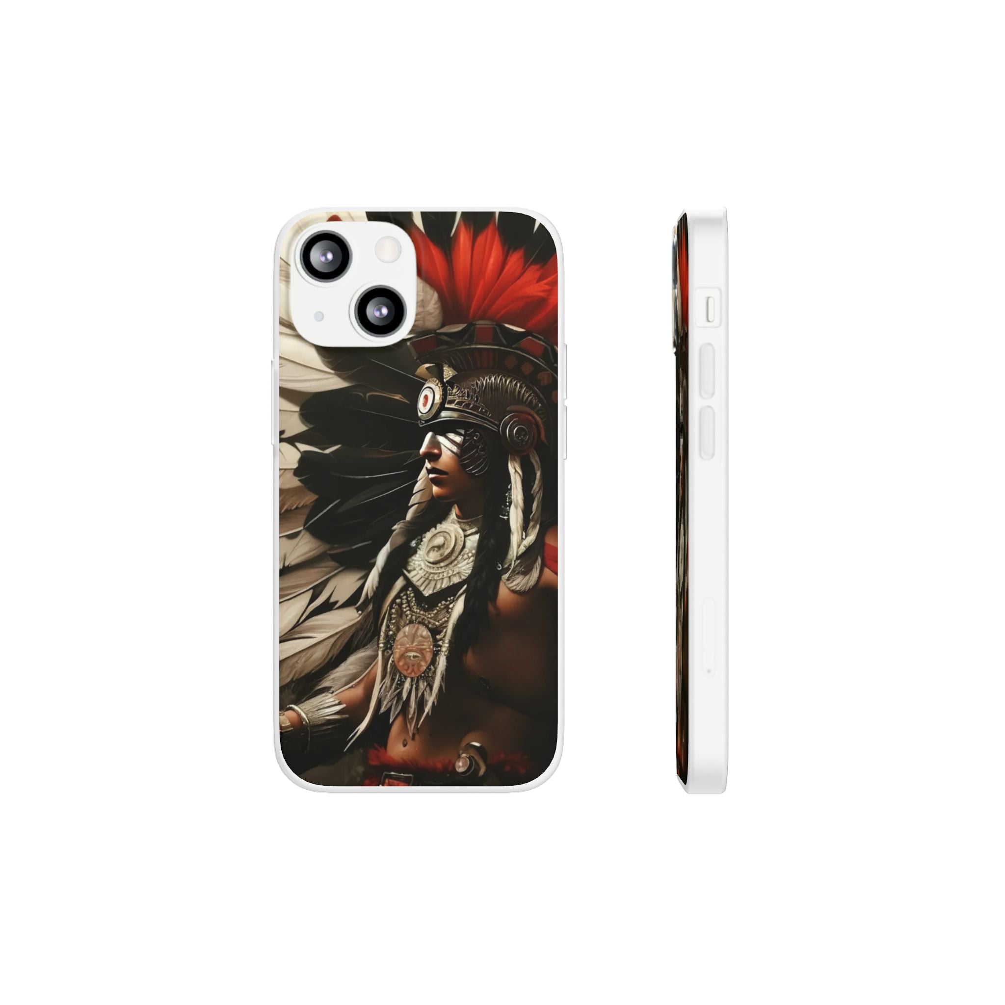 Aztec Fierce Warrior – Flexi Phone Case (iPhone & Samsung • Clear TPU • Made in USA • Personalized Option)