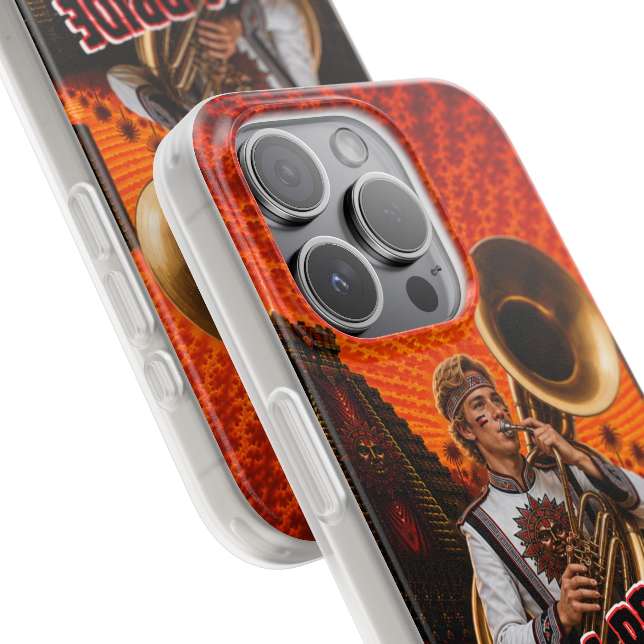 Aztec Band Warrior – Flexi Phone Case (iPhone & Samsung • Clear TPU • Made & Shipped in the USA • 🚚 FREE USA Shipping • Personalized Option)