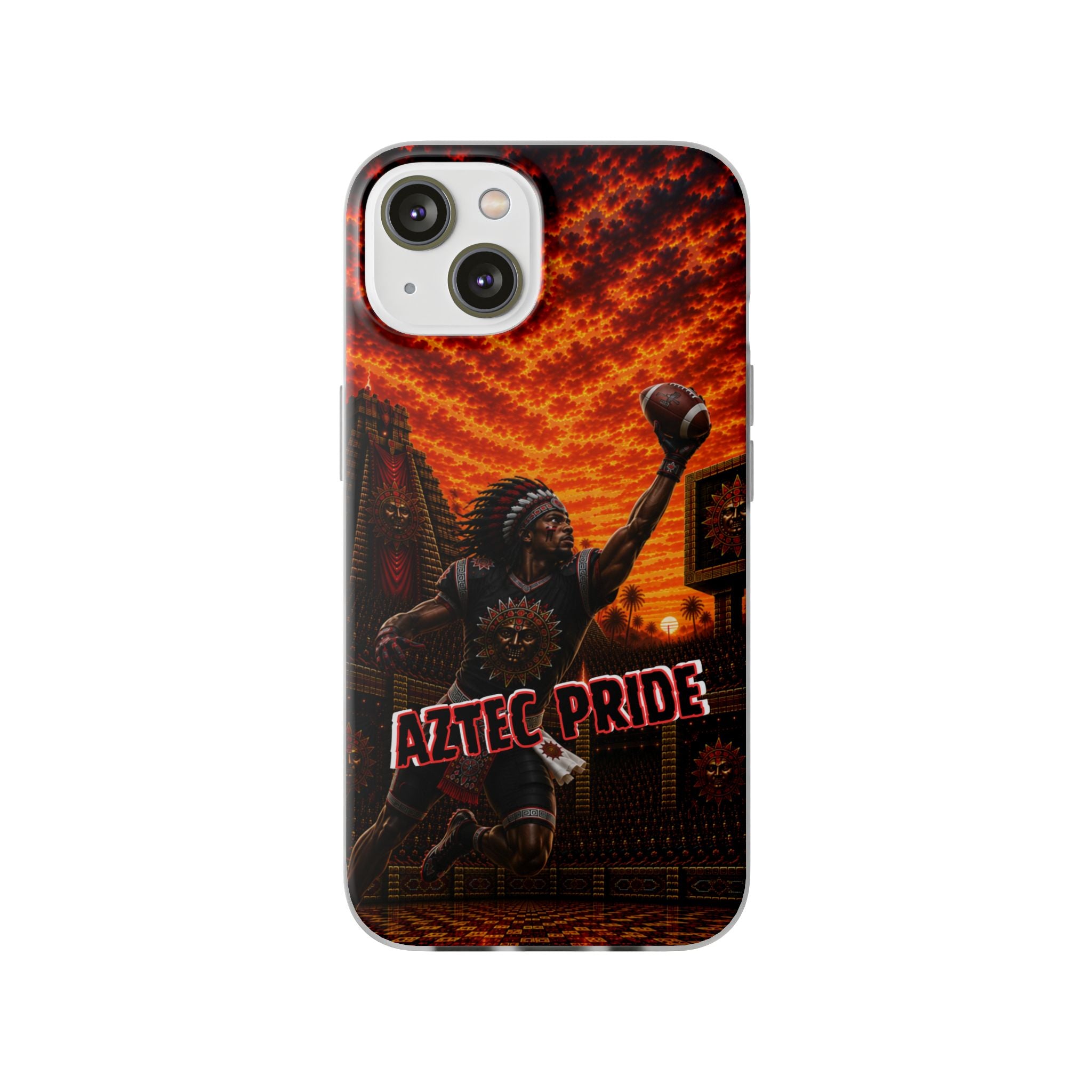 Aztec Football Warrior – Flexi Phone Case (iPhone & Samsung • Clear TPU • Made & Shipped in the USA • 🚚 FREE USA Shipping • Personalized Option)